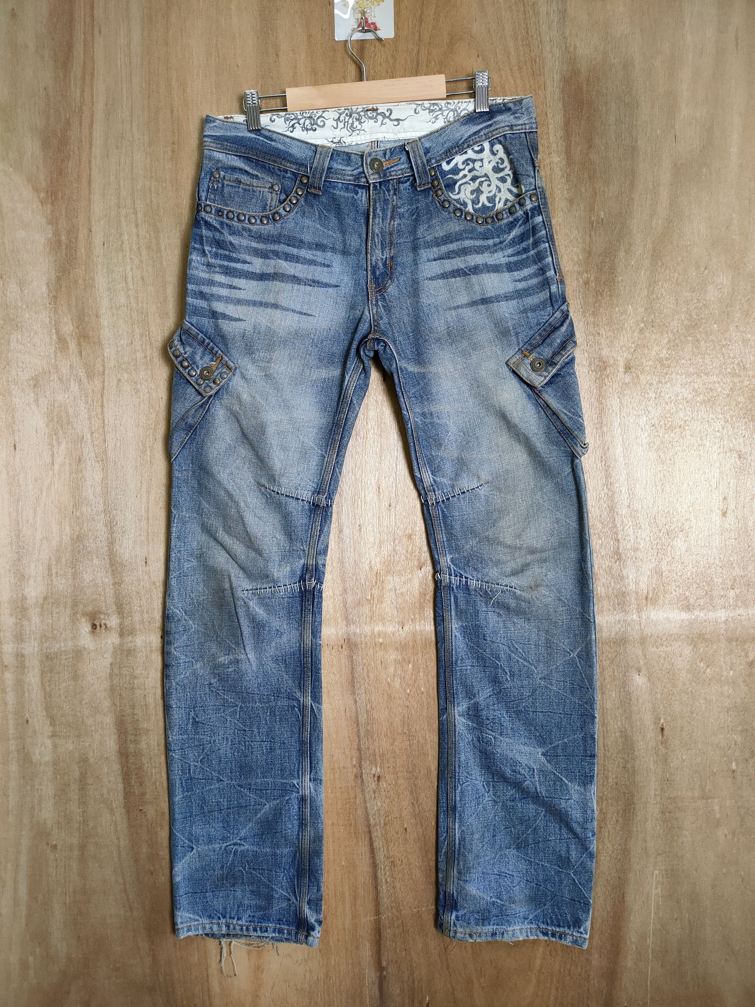 Japanese Brand VINTAGE JAPANESE BRAND FADED DENIM JEAN CARGO PANTS Size US 32 / EU 48 - 1 Thumbnail
