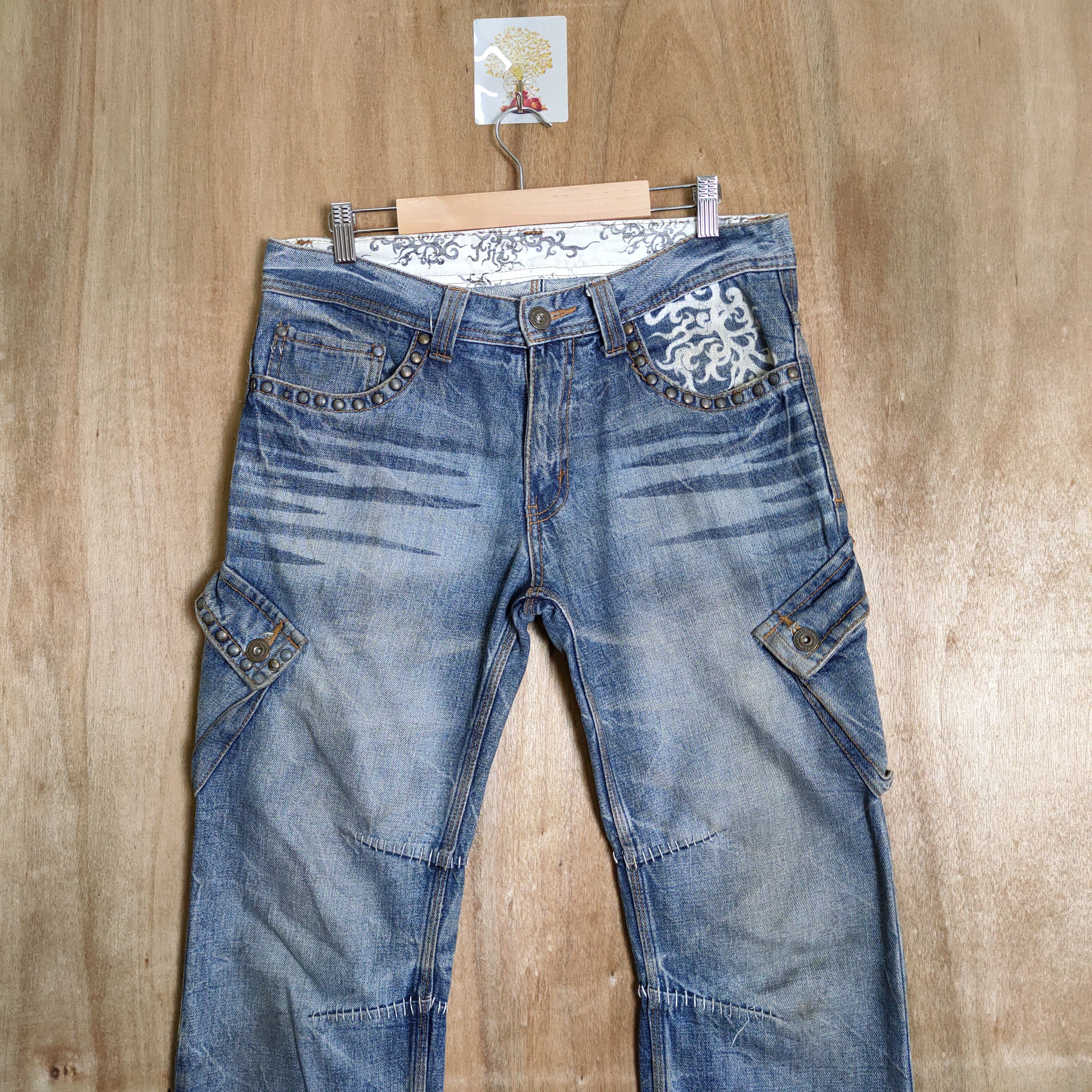 Japanese Brand VINTAGE JAPANESE BRAND FADED DENIM JEAN CARGO PANTS Size US 32 / EU 48 - 2 Thumbnail