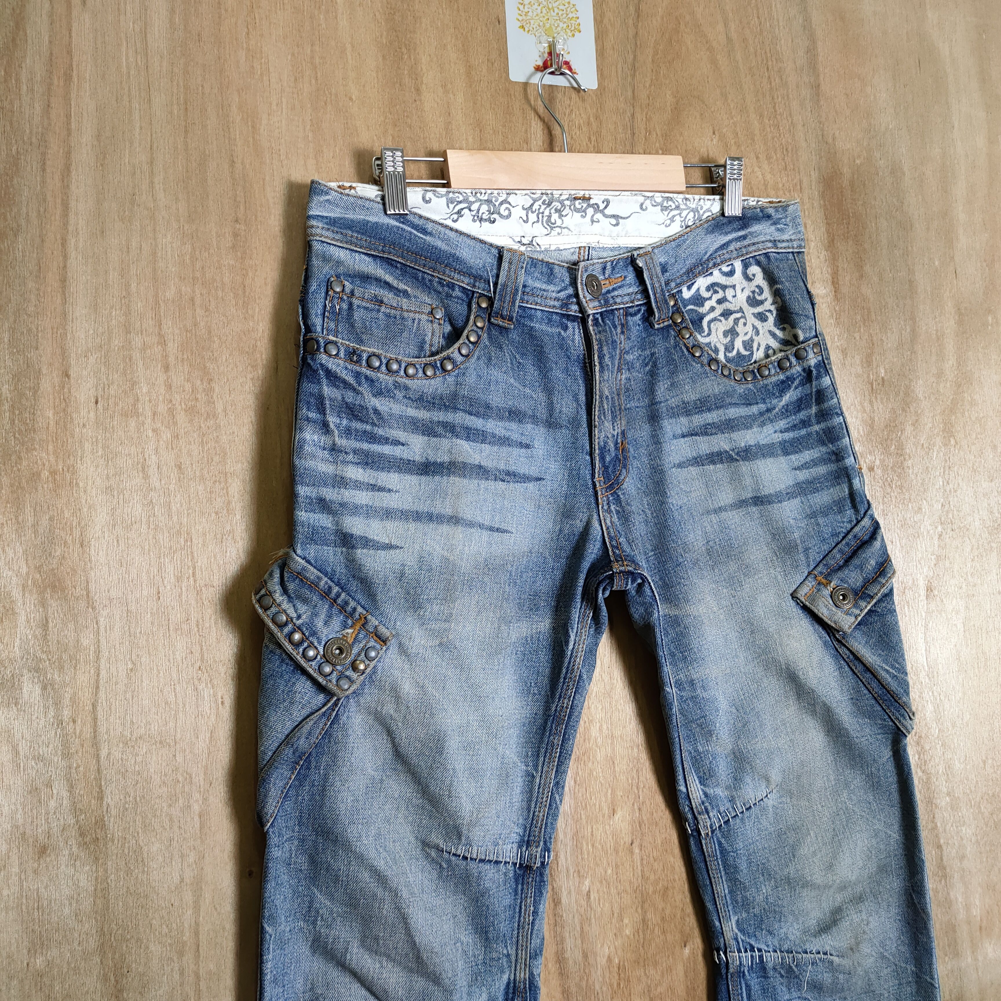 Japanese Brand VINTAGE JAPANESE BRAND FADED DENIM JEAN CARGO PANTS Size US 32 / EU 48 - 10 Thumbnail