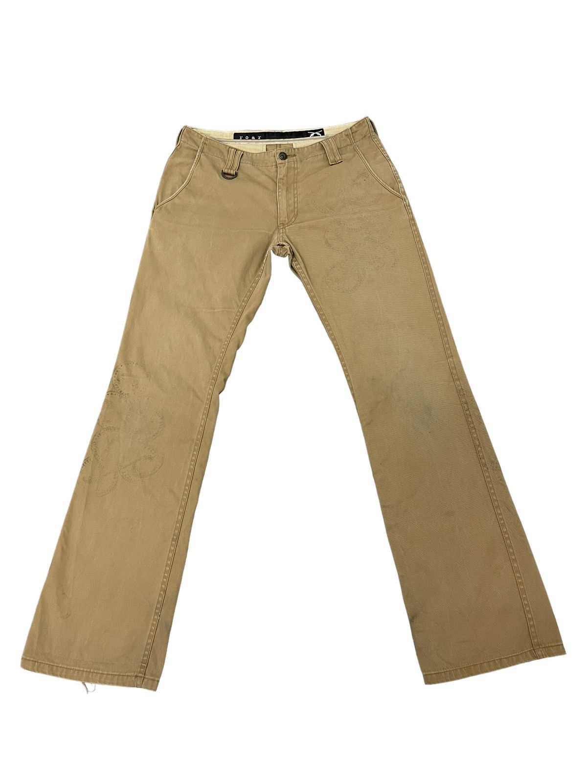 roarguns Flare Khaki Pant Roar Japan Stamping Logos Low Rise 3🟦5 Size US 30 / EU 46 - 2 Thumbnail