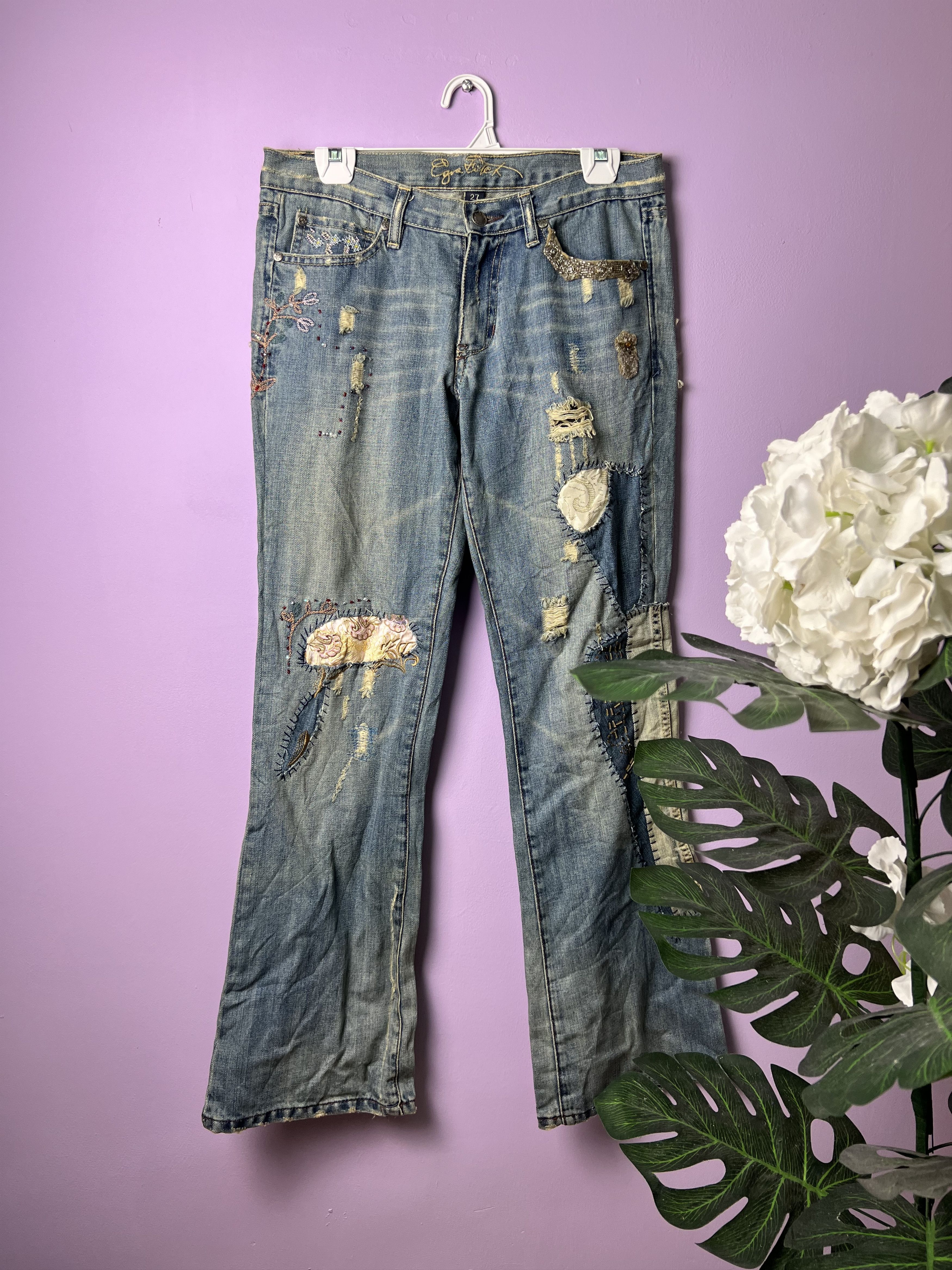 Japanese Brand 🔥Japanese Brand Patchwork Distressed Denim Size 32" / US 10 / IT 46 - 1 Thumbnail