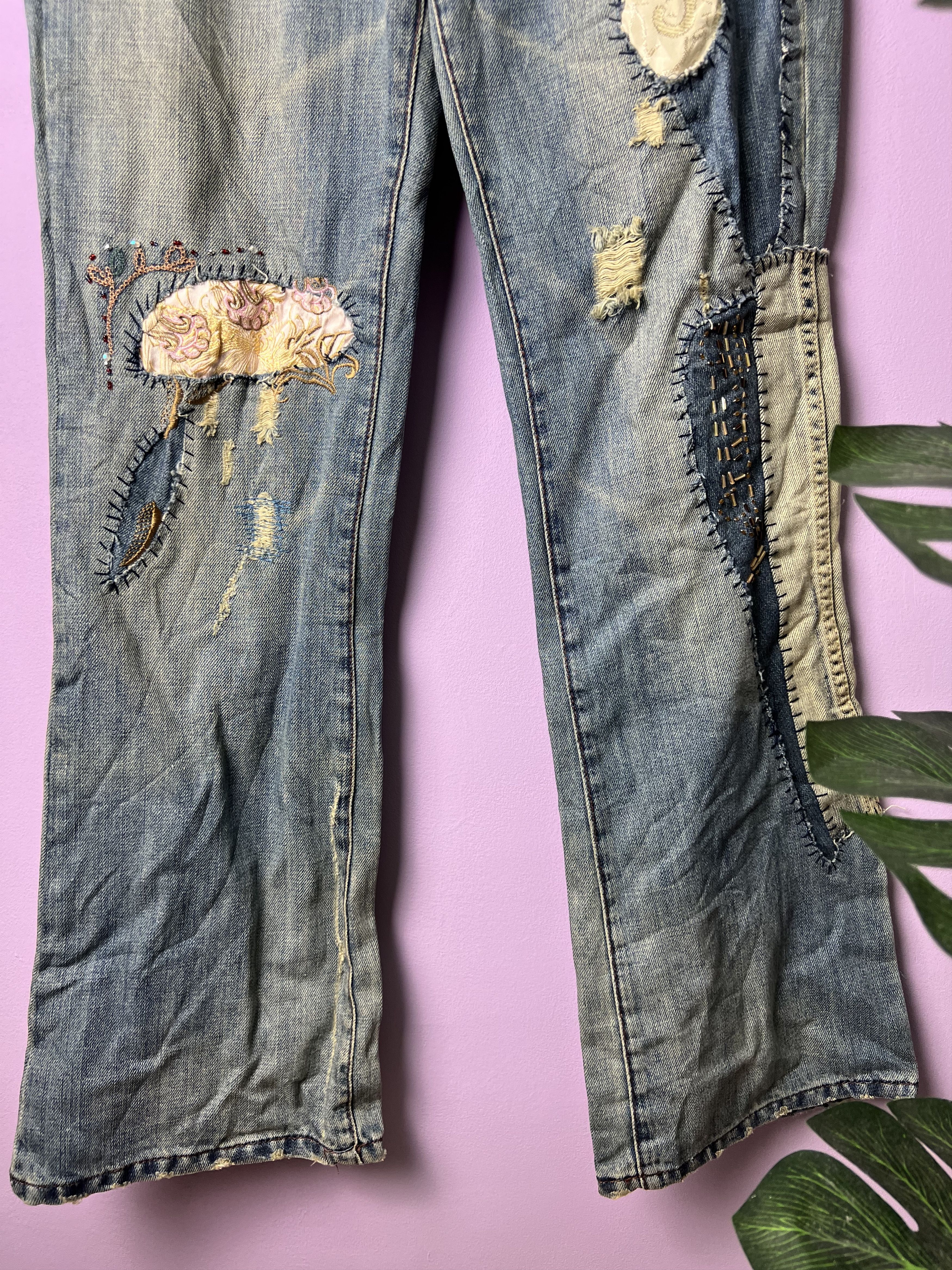 Japanese Brand 🔥Japanese Brand Patchwork Distressed Denim Size 32" / US 10 / IT 46 - 6 Thumbnail