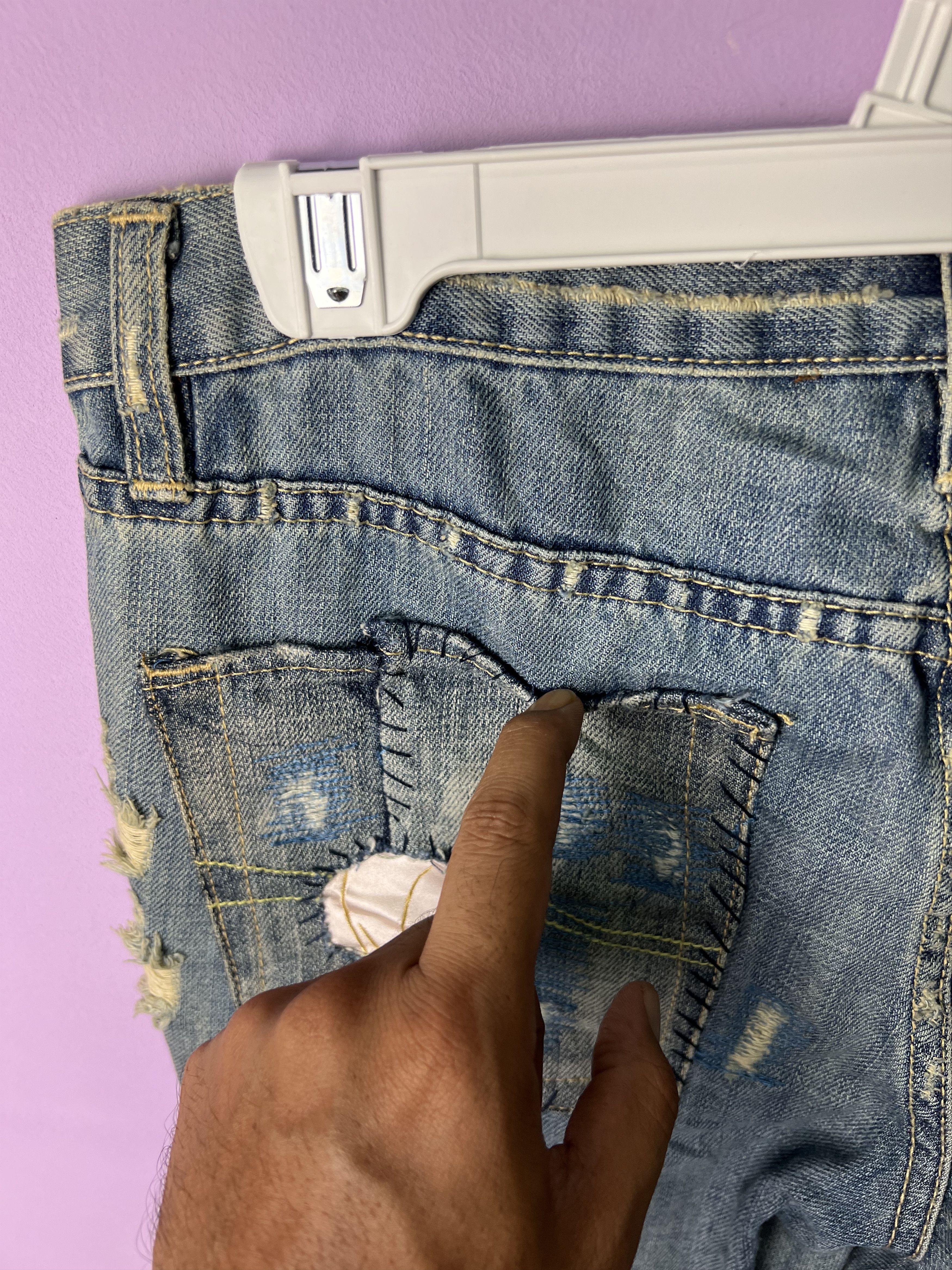 Japanese Brand 🔥Japanese Brand Patchwork Distressed Denim Size 32" / US 10 / IT 46 - 16 Thumbnail