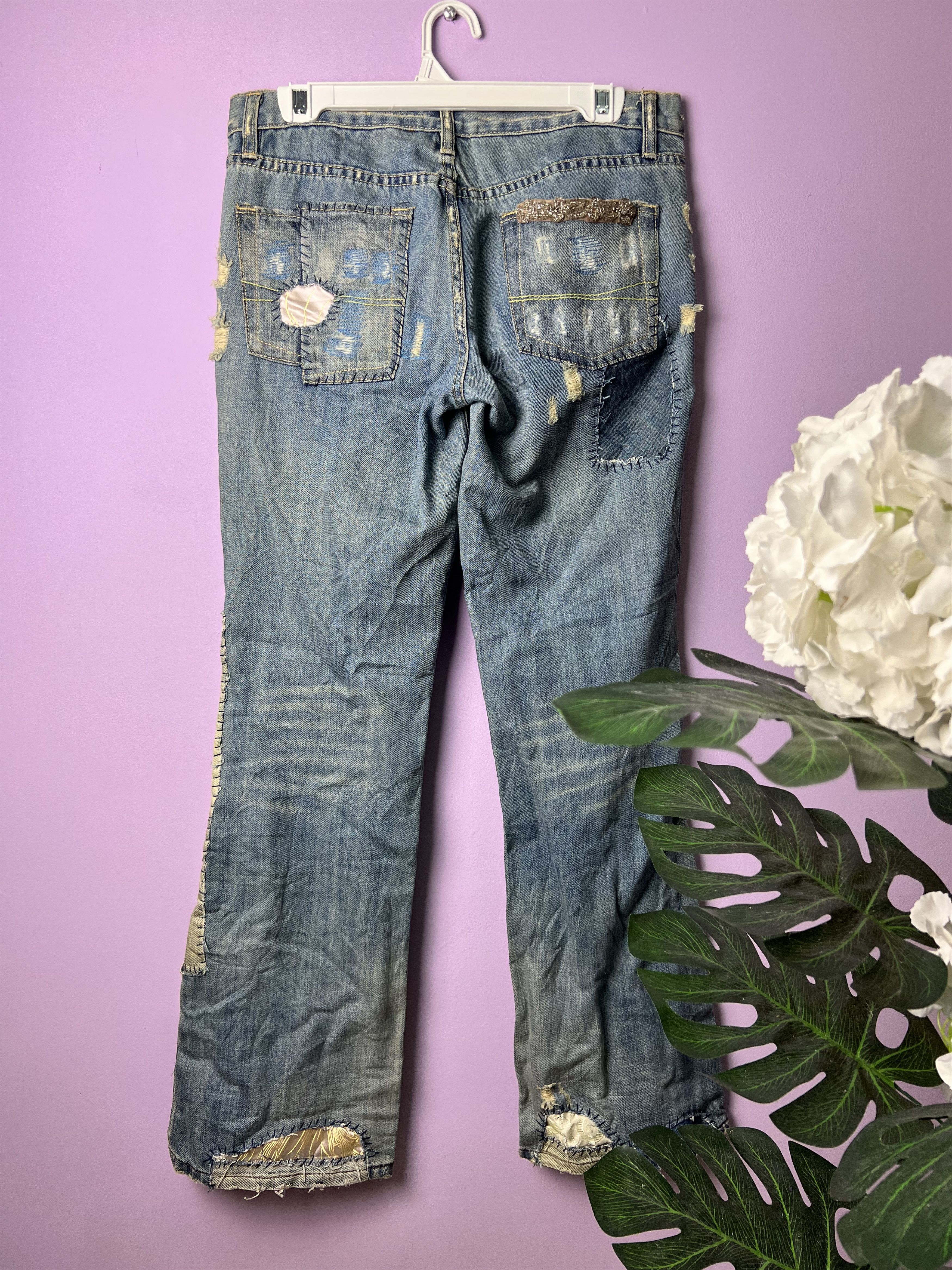 Japanese Brand 🔥Japanese Brand Patchwork Distressed Denim Size 32" / US 10 / IT 46 - 3 Thumbnail