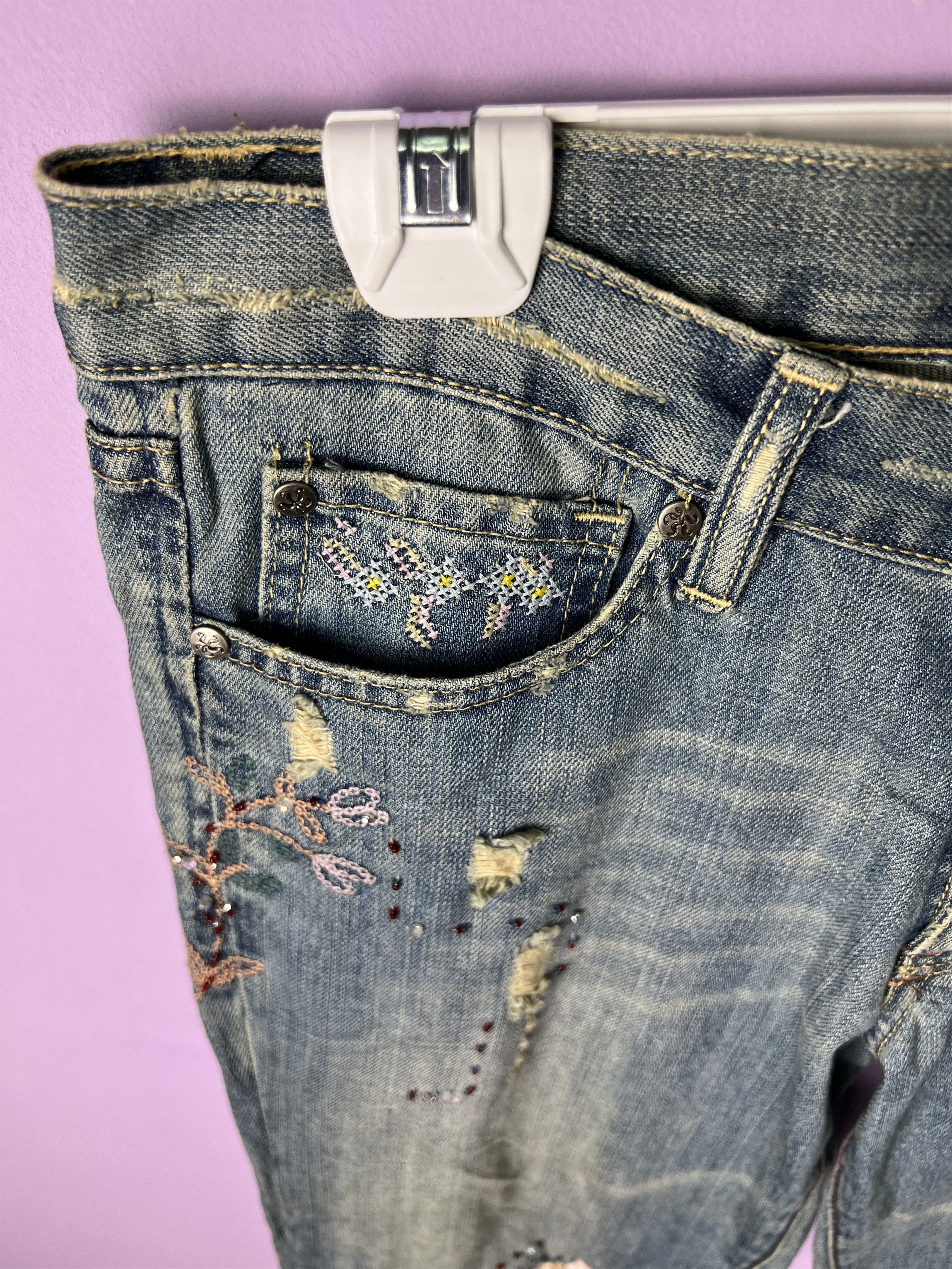 Japanese Brand 🔥Japanese Brand Patchwork Distressed Denim Size 32" / US 10 / IT 46 - 8 Thumbnail