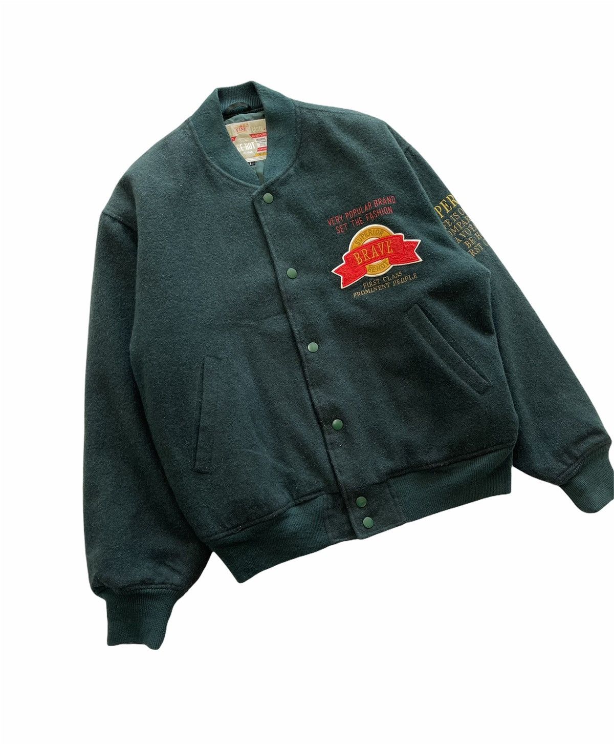 Japanese Brand VINTAGE 90s BIG LOGO WOOL VARSITY JACKET Size US L / EU 52-54 / 3 - 6 Thumbnail
