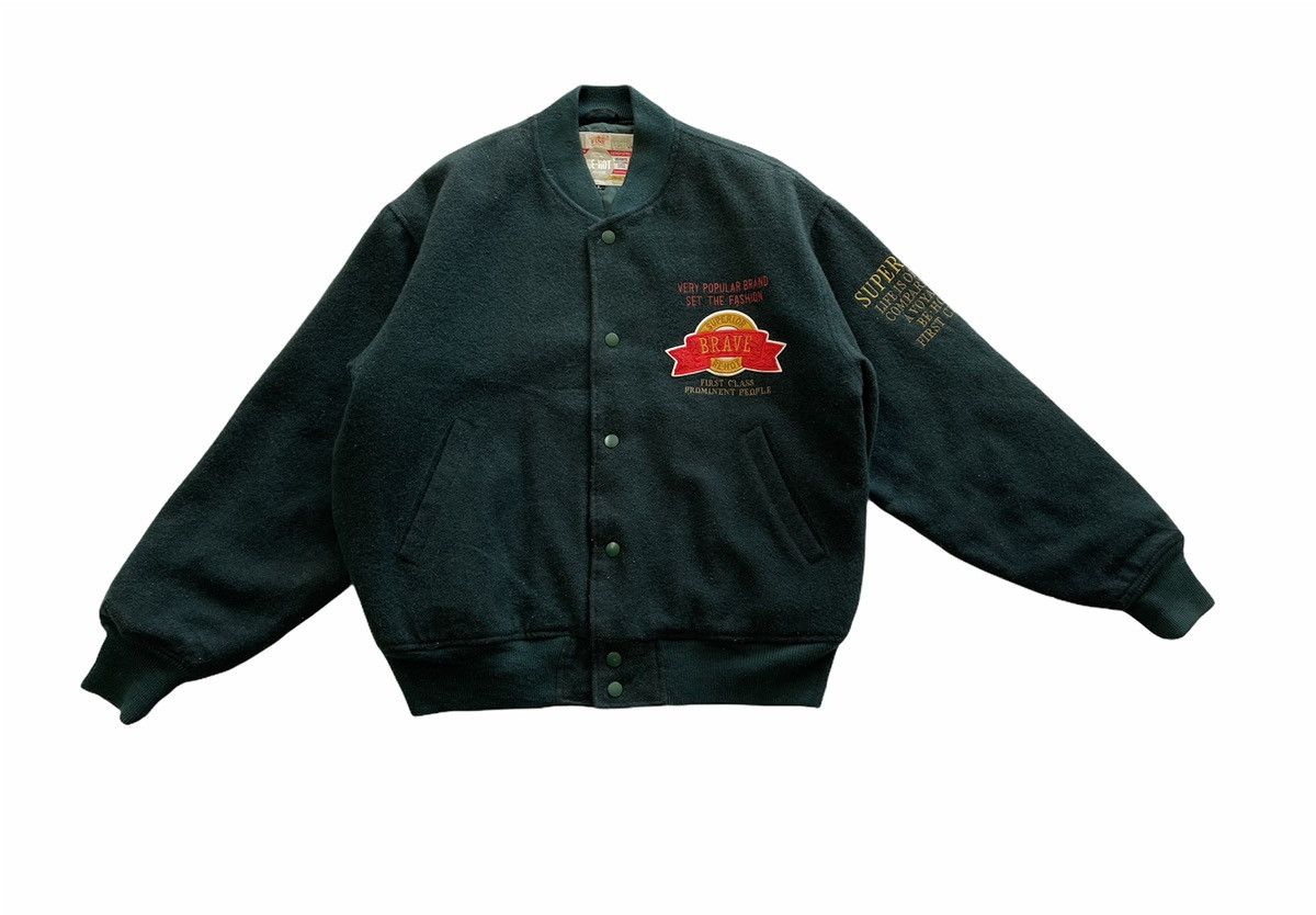 Japanese Brand VINTAGE 90s BIG LOGO WOOL VARSITY JACKET Size US L / EU 52-54 / 3 - 8 Thumbnail