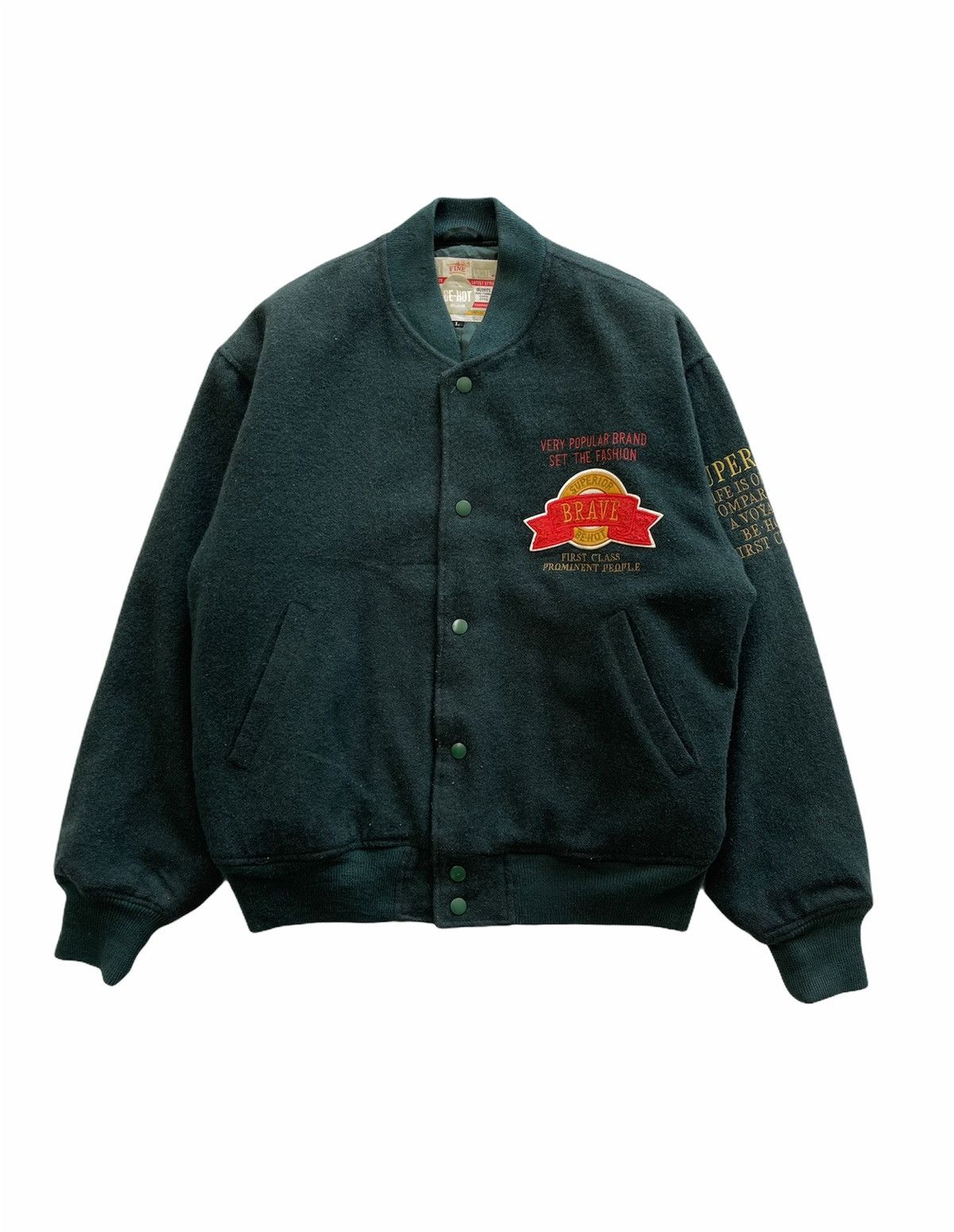 Japanese Brand VINTAGE 90s BIG LOGO WOOL VARSITY JACKET Size US L / EU 52-54 / 3 - 1 Thumbnail