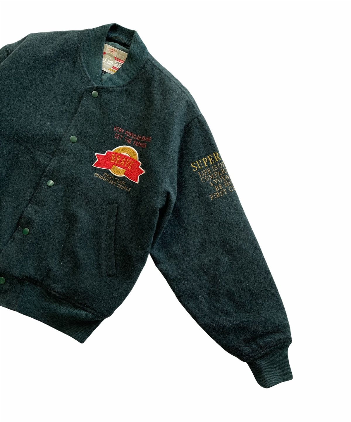Japanese Brand VINTAGE 90s BIG LOGO WOOL VARSITY JACKET Size US L / EU 52-54 / 3 - 7 Thumbnail