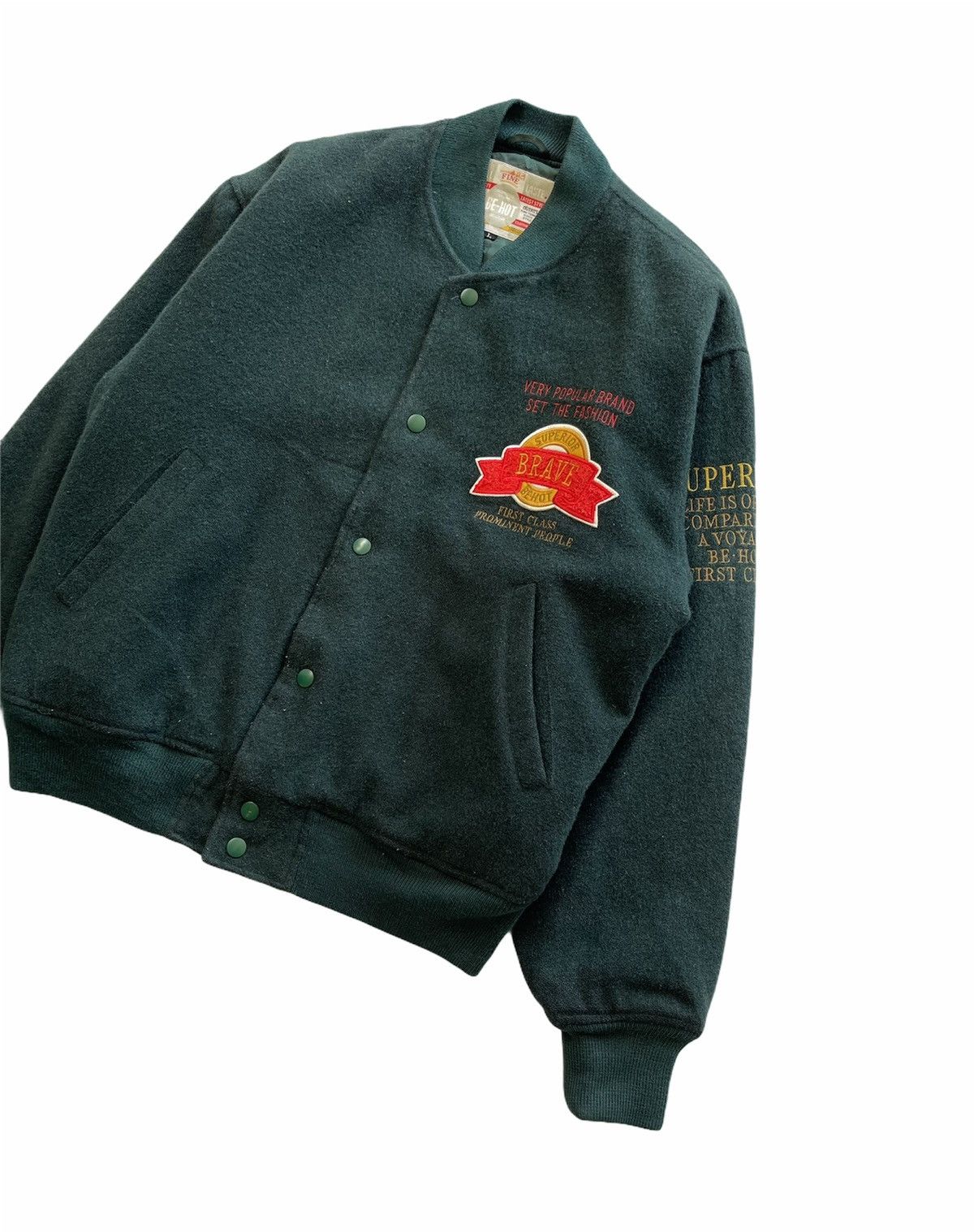 Japanese Brand VINTAGE 90s BIG LOGO WOOL VARSITY JACKET Size US L / EU 52-54 / 3 - 5 Thumbnail