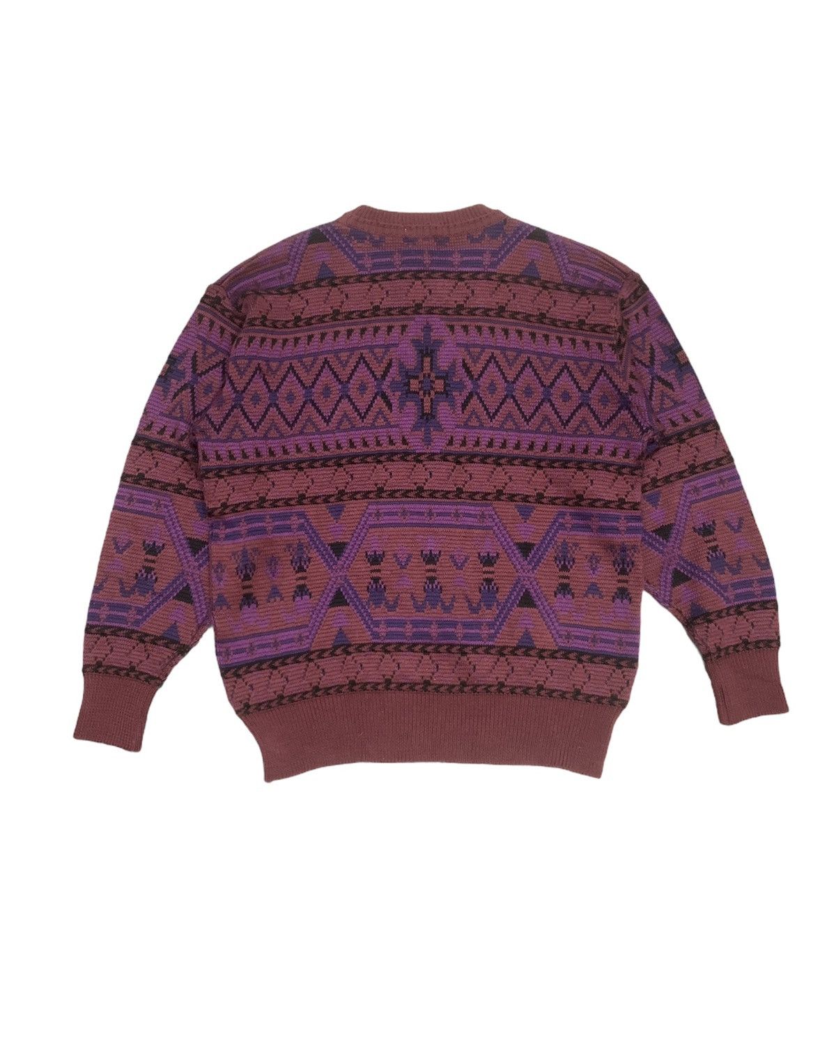 Aran Isles Knitwear × Designer BACKGAMMON 80s Navajo Intarsia Knit Pullover Jumper Sweater Size US M / EU 48-50 / 2 - 2 Thumbnail