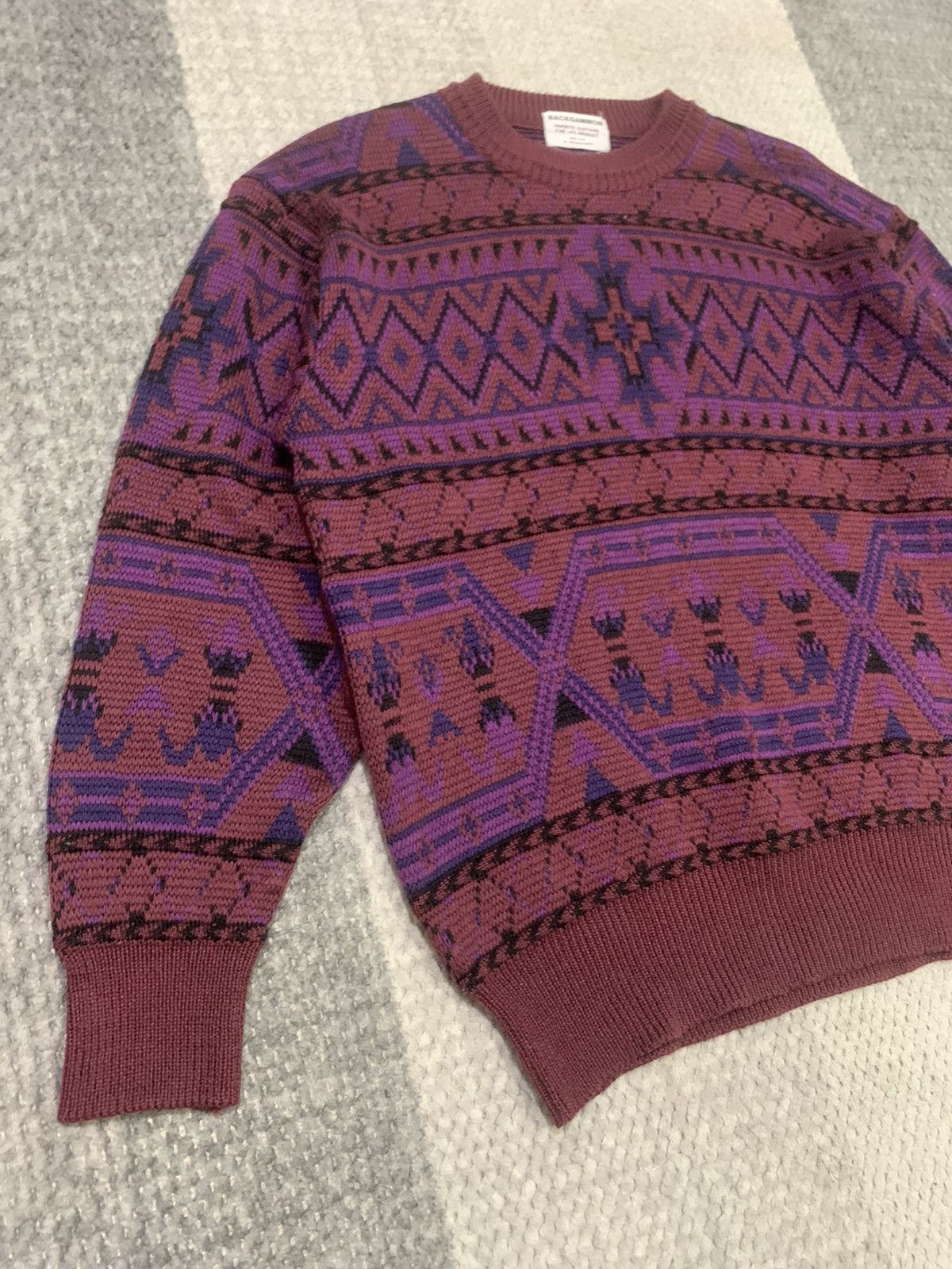 Aran Isles Knitwear × Designer BACKGAMMON 80s Navajo Intarsia Knit Pullover Jumper Sweater Size US M / EU 48-50 / 2 - 5 Thumbnail