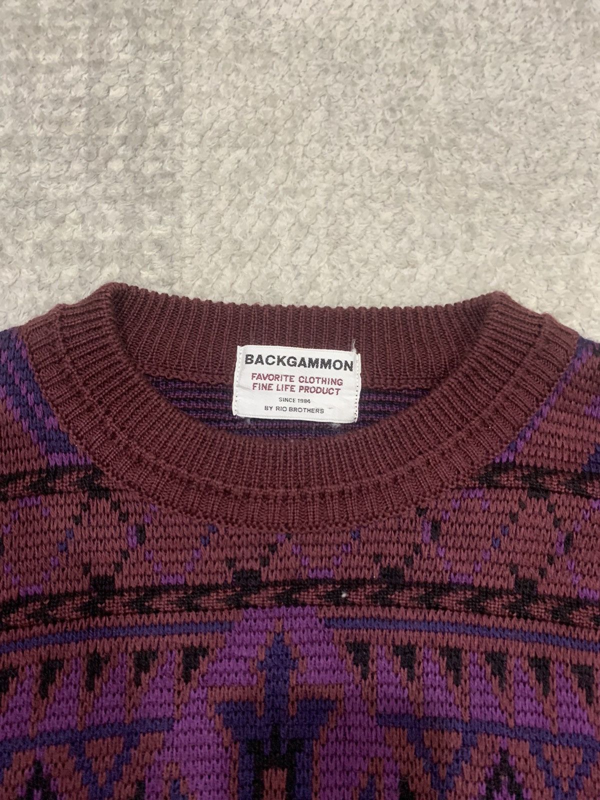 Aran Isles Knitwear × Designer BACKGAMMON 80s Navajo Intarsia Knit Pullover Jumper Sweater Size US M / EU 48-50 / 2 - 7 Thumbnail