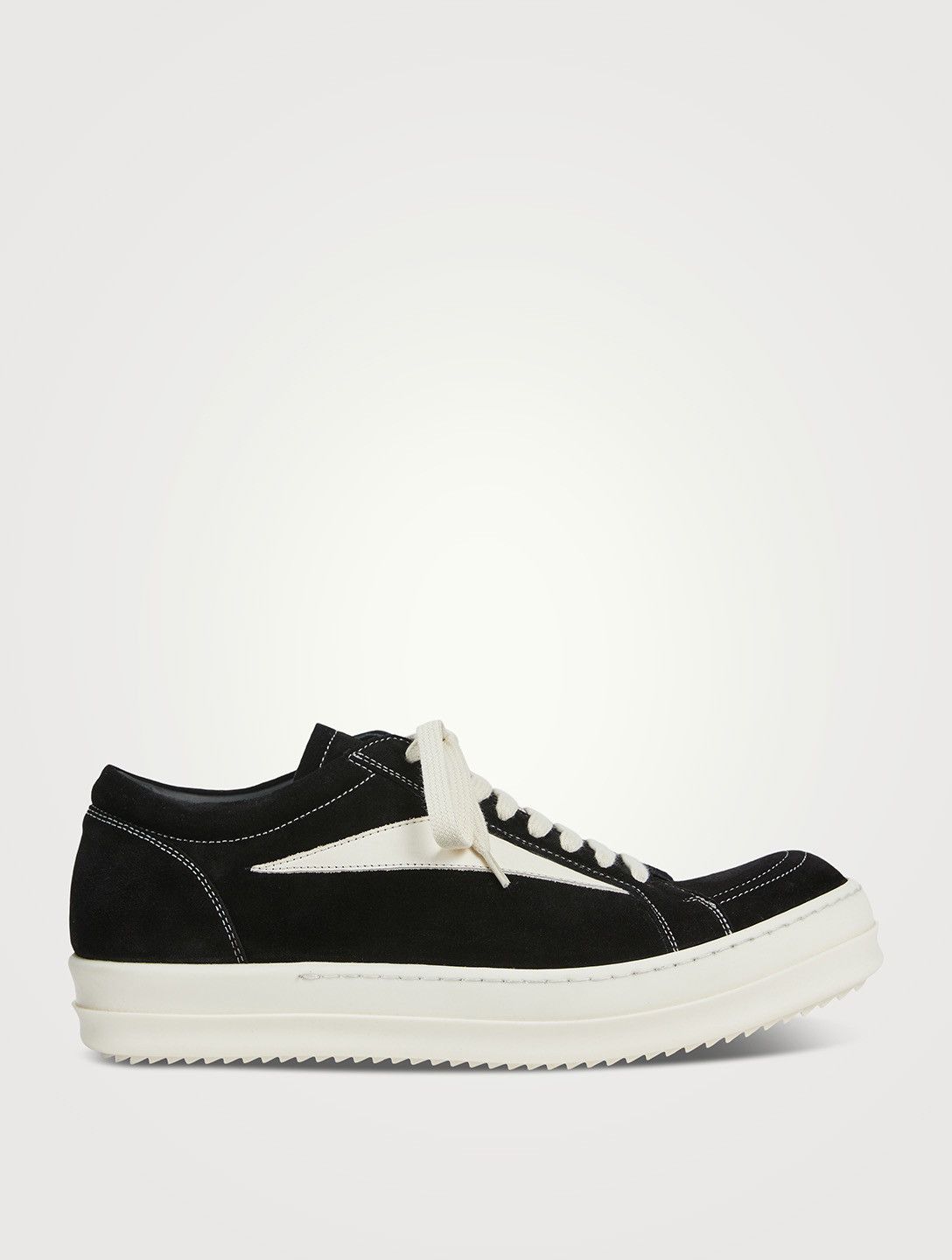 image of Rick Owens Edfu Vintage Sneaks Leather Sneakers in Black, Men's (Size 13)