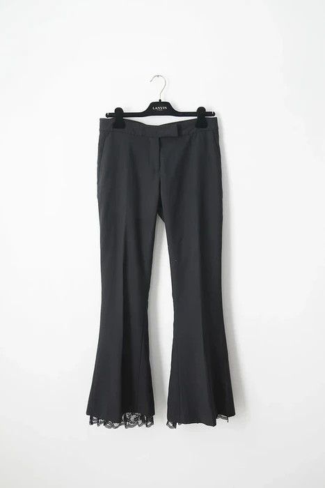 image of Alexander Mcqueen Ss99 Flared Trousers With Lace in Black, Women's (Size 30)