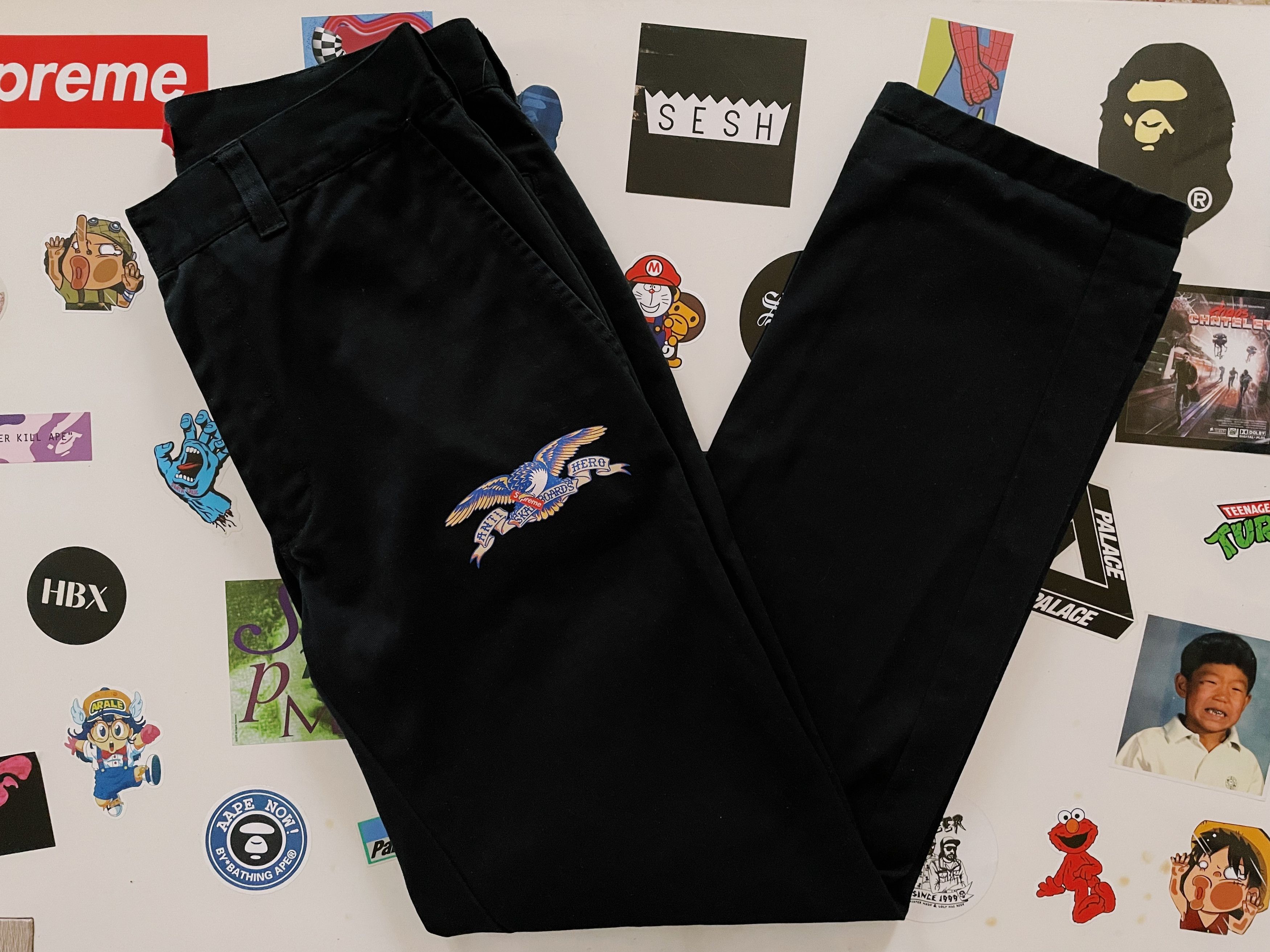 Supreme Supreme X Antihero Logo Work Pants Black | Grailed