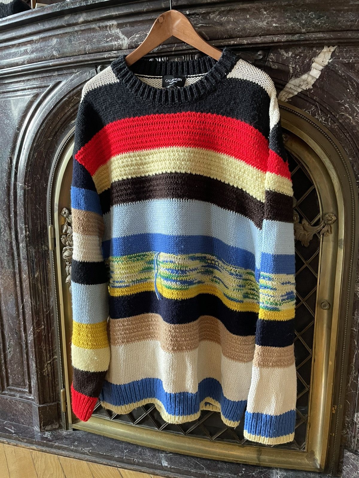 Calvin Klein 205W39NYC FW18 Multicolor Oversized Striped Knit Size US M / EU 48-50 / 2 - 2 Thumbnail