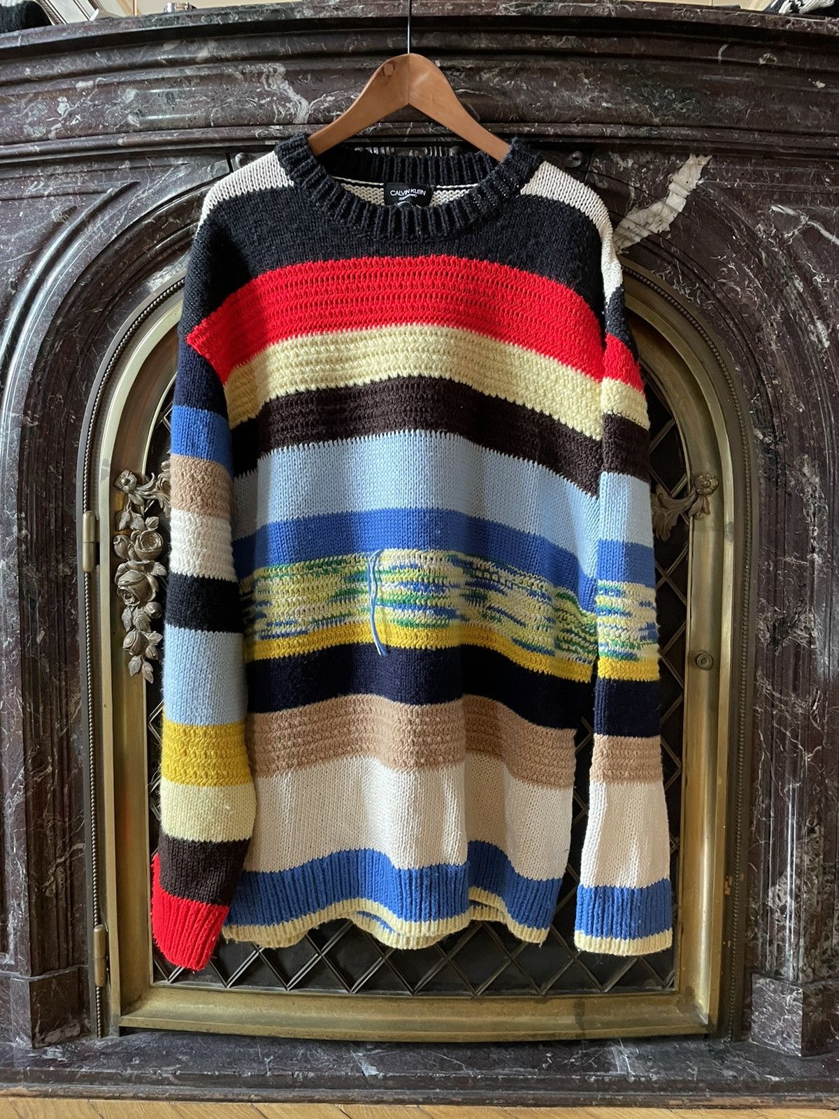 Calvin Klein 205W39NYC FW18 Multicolor Oversized Striped Knit Size US M / EU 48-50 / 2 - 1 Thumbnail