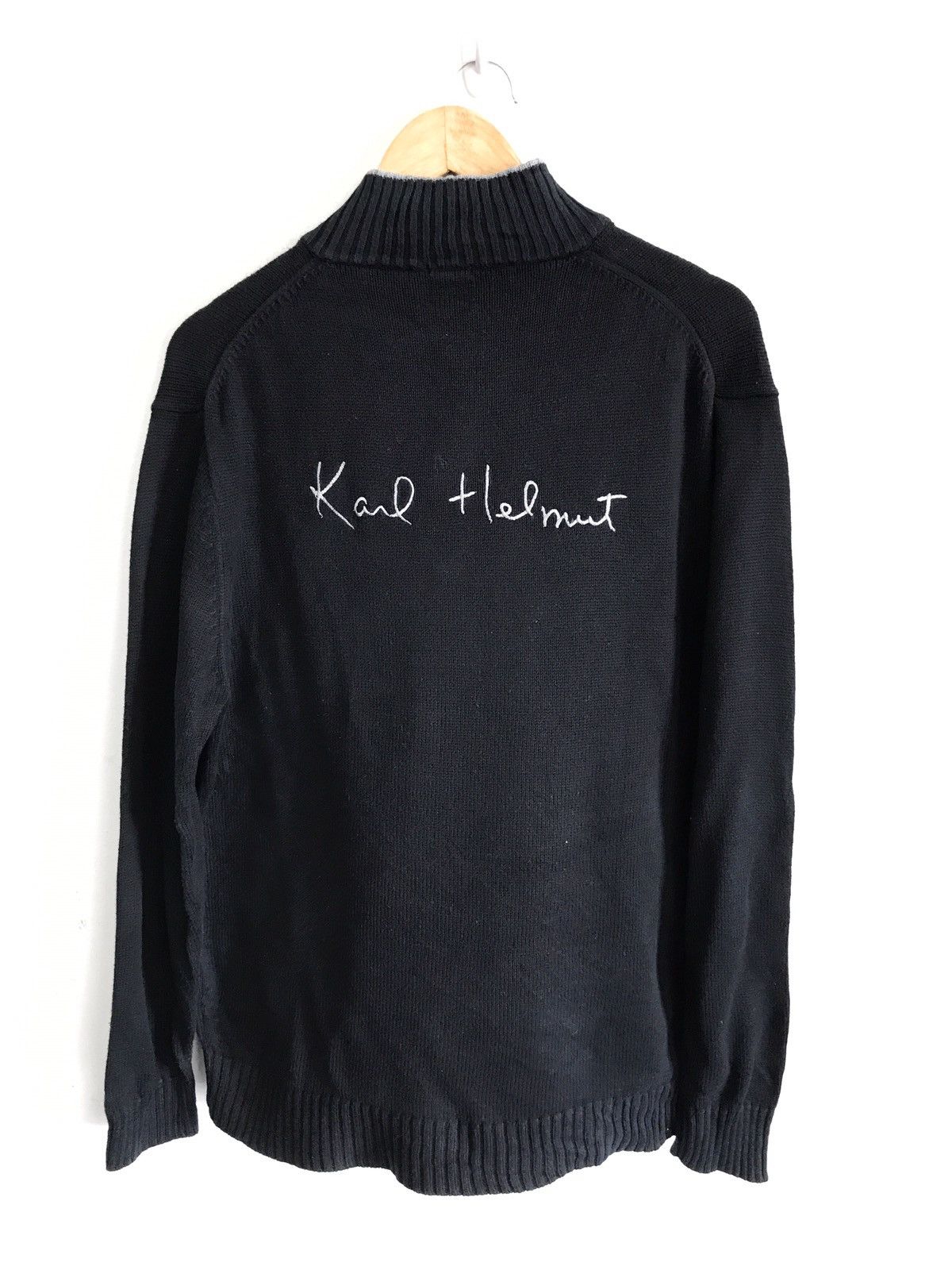 image of Vintage Karl Helmut Hand Knit Sweatshirt in Black, Men's (Size Medium)