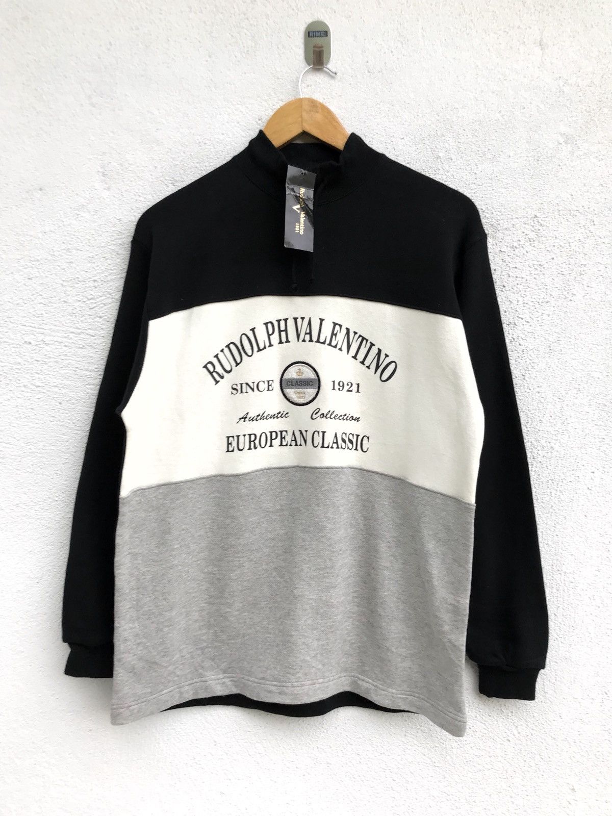 image of Rudolph Valentino Colour Block Big Logo Crewneck Sweatshirt, Men's (Size Small)