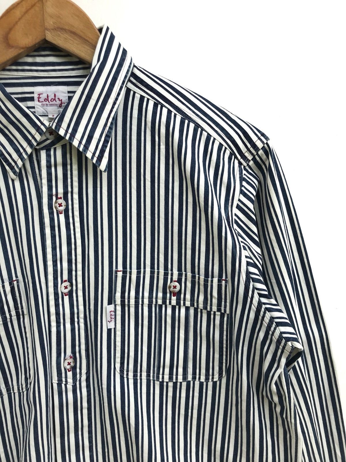 Indigo × Japanese Brand Made In Japan Indigo Eddy Button Down Shirts Jacket Size US XXS / EU 40 - 4 Thumbnail