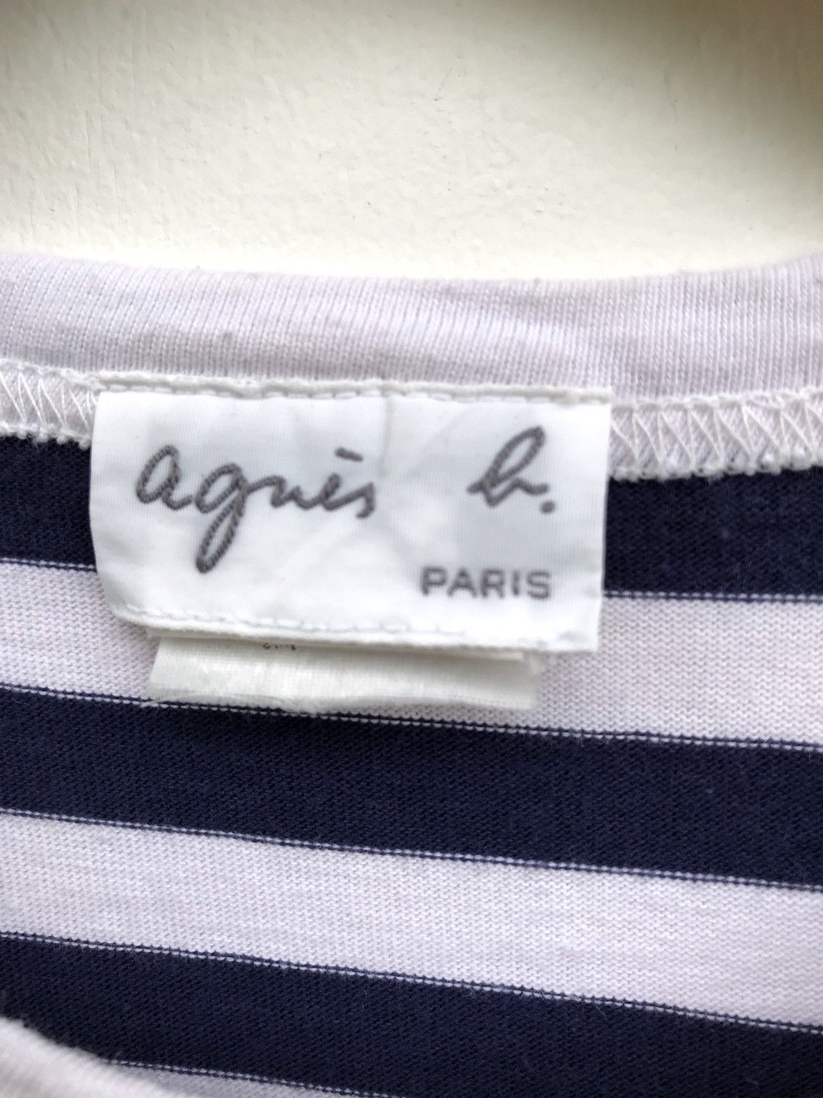 agnes b. Agnes B. Paris White/Navy Blue LS Prisoners Shirts Size US M / EU 48-50 / 2 - 5 Thumbnail