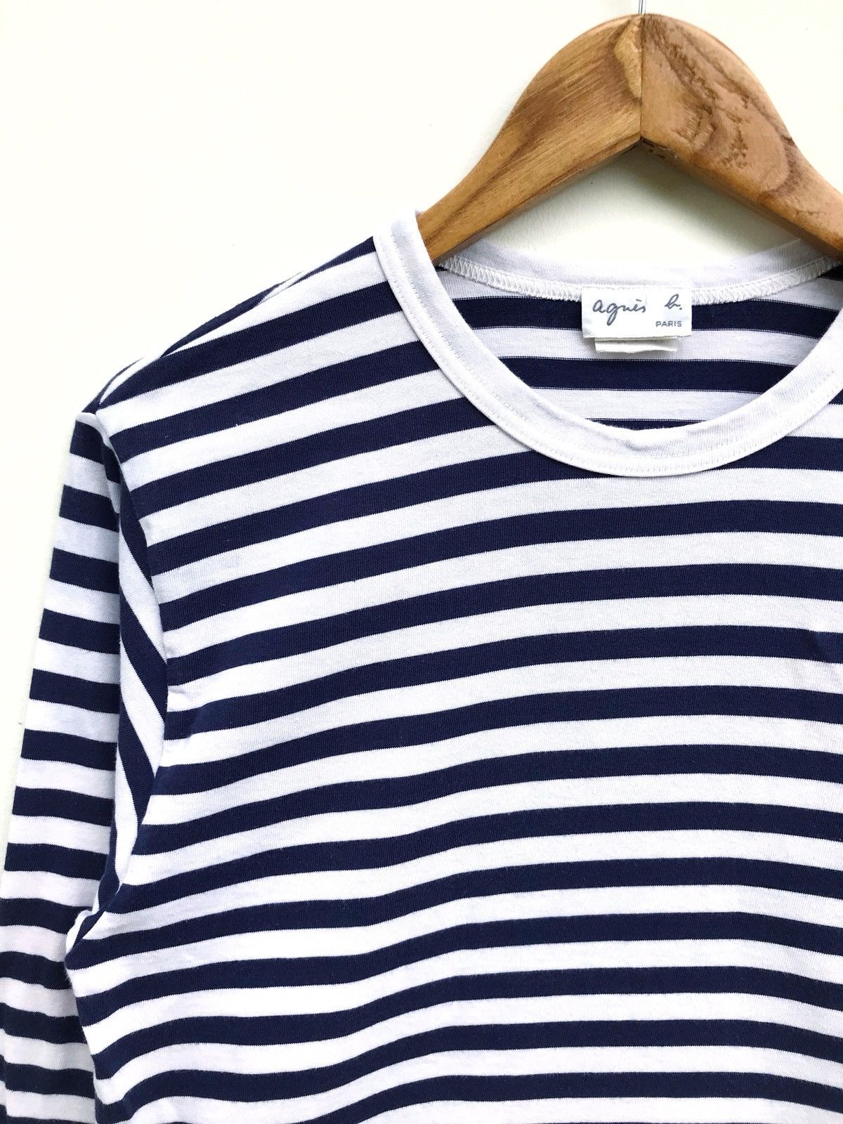 agnes b. Agnes B. Paris White/Navy Blue LS Prisoners Shirts Size US M / EU 48-50 / 2 - 2 Thumbnail