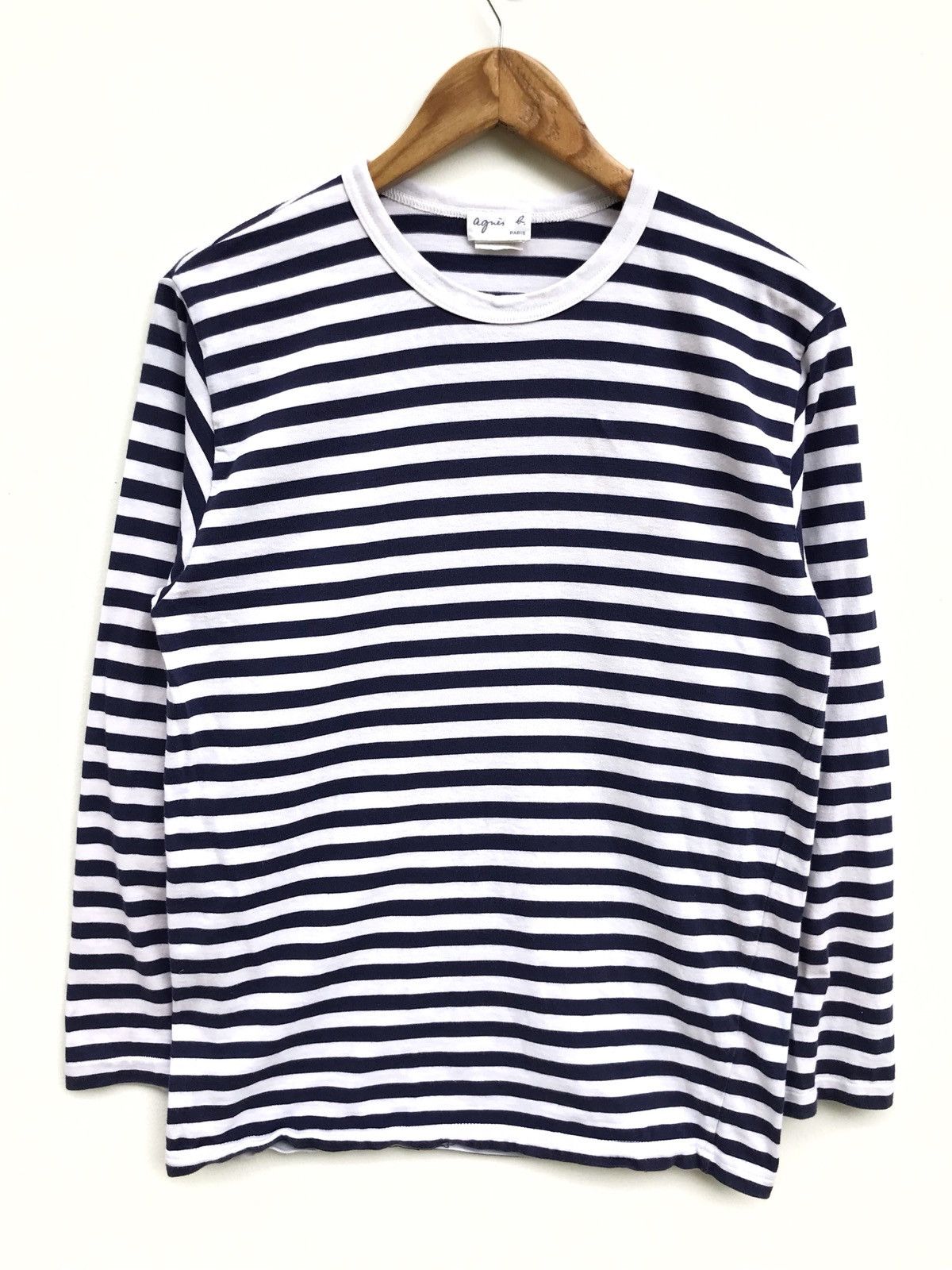 agnes b. Agnes B. Paris White/Navy Blue LS Prisoners Shirts Size US M / EU 48-50 / 2 - 1 Thumbnail
