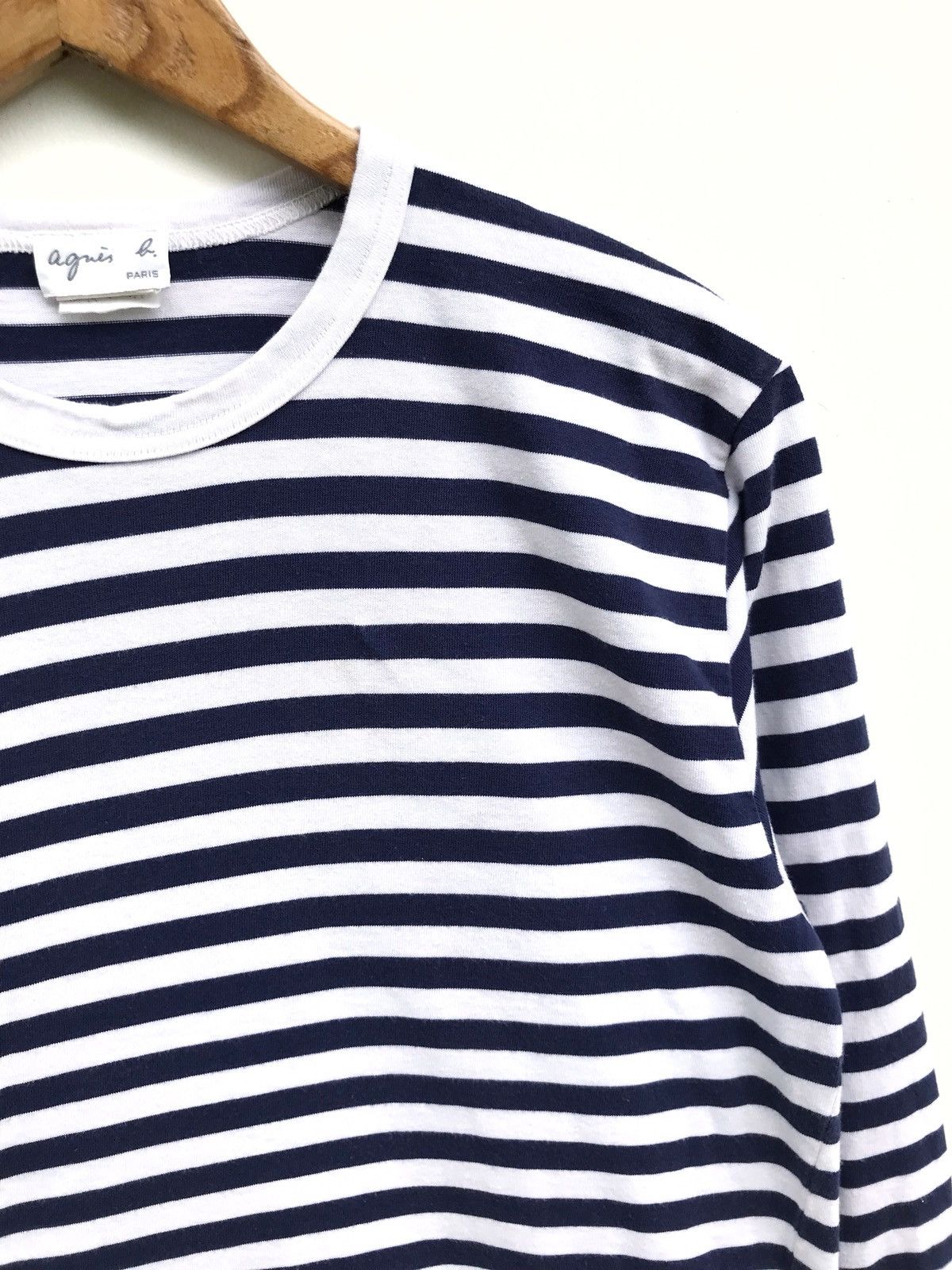 agnes b. Agnes B. Paris White/Navy Blue LS Prisoners Shirts Size US M / EU 48-50 / 2 - 3 Thumbnail