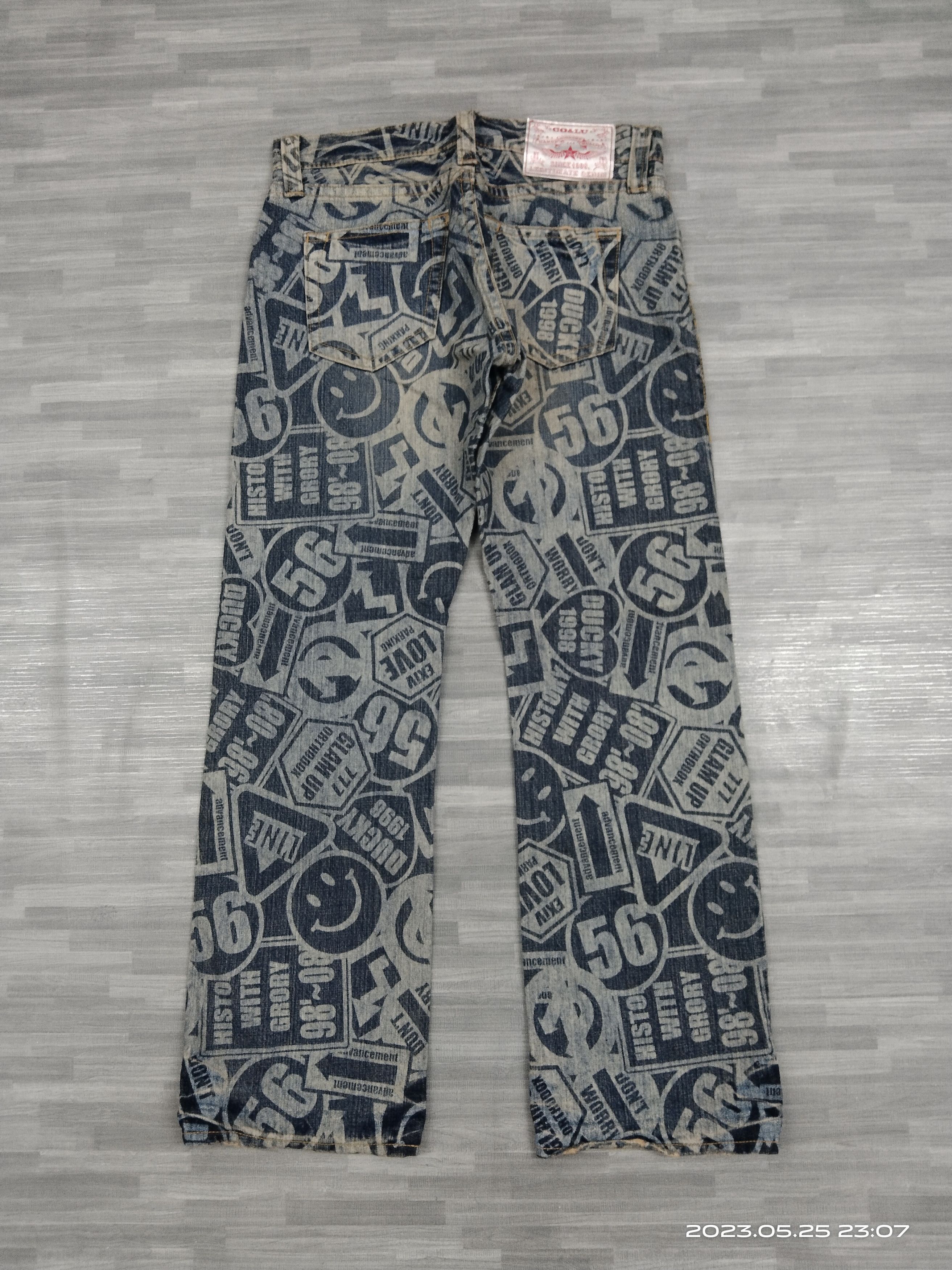 Japanese Brand INSANE 90🔥SiCK FULLPRINT CO&LU DENIM PANTS Size US 31 - 3 Thumbnail
