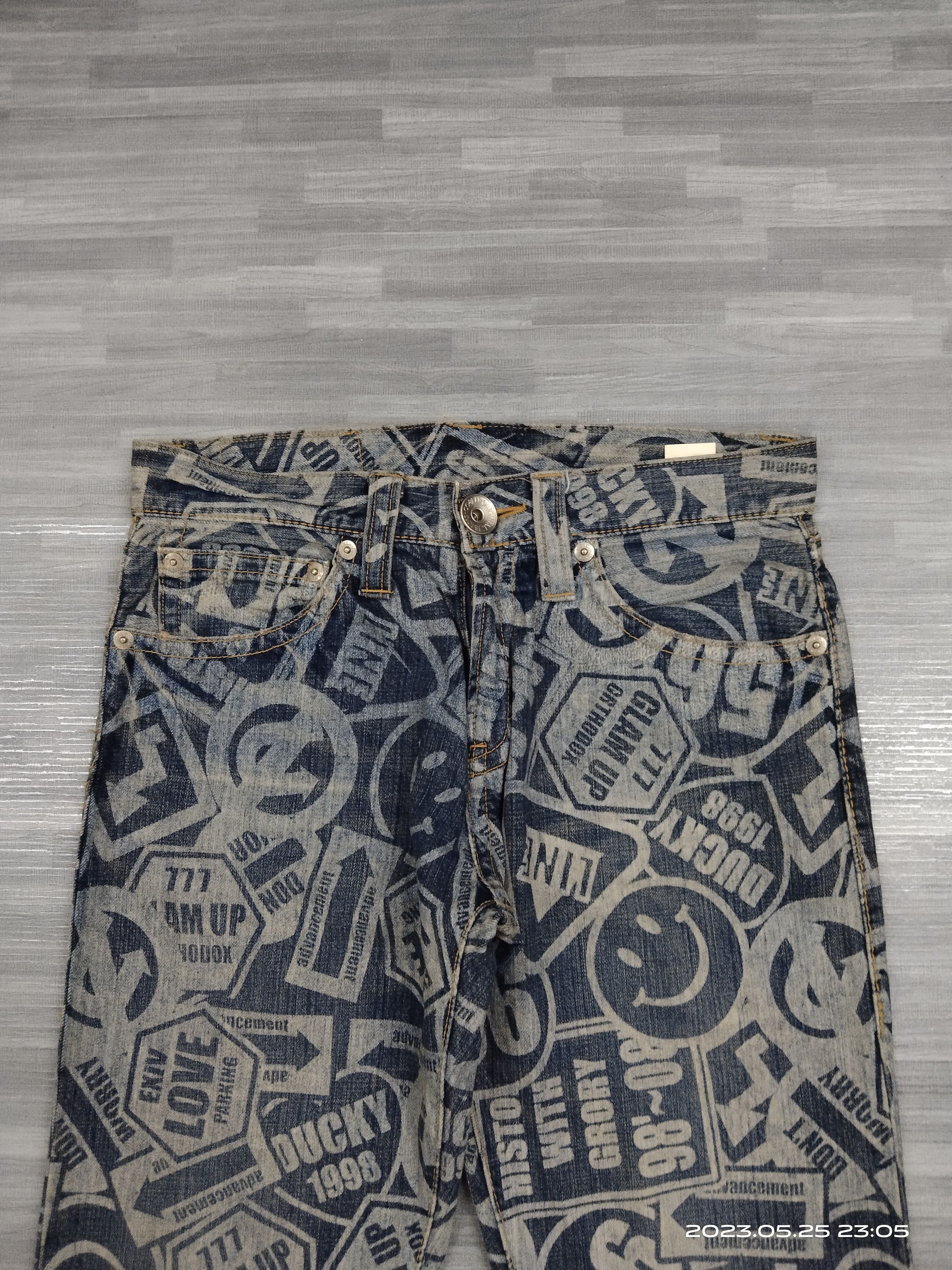 Japanese Brand INSANE 90🔥SiCK FULLPRINT CO&LU DENIM PANTS Size US 31 - 4 Thumbnail