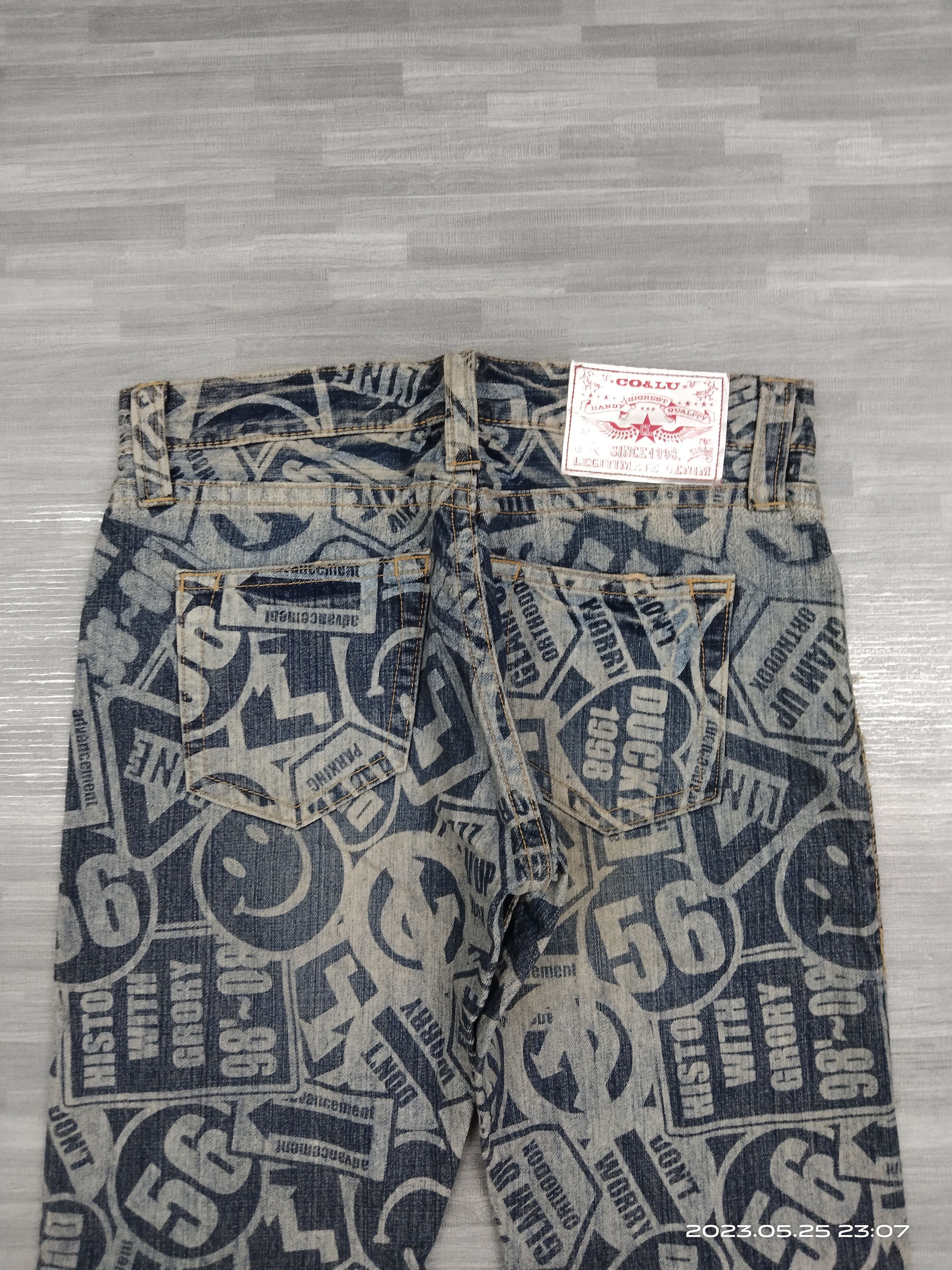 Japanese Brand INSANE 90🔥SiCK FULLPRINT CO&LU DENIM PANTS Size US 31 - 5 Thumbnail