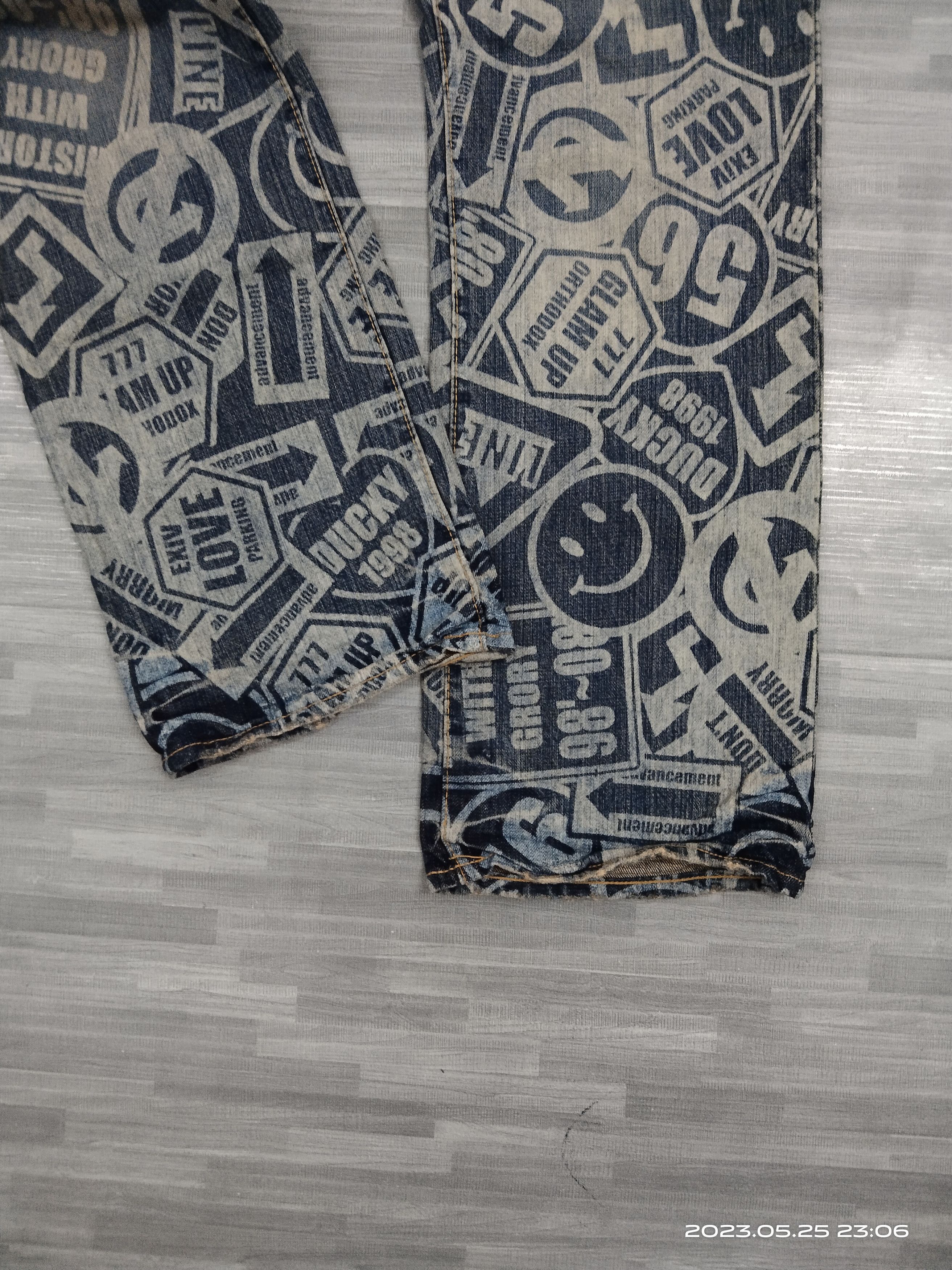 Japanese Brand INSANE 90🔥SiCK FULLPRINT CO&LU DENIM PANTS Size US 31 - 6 Thumbnail