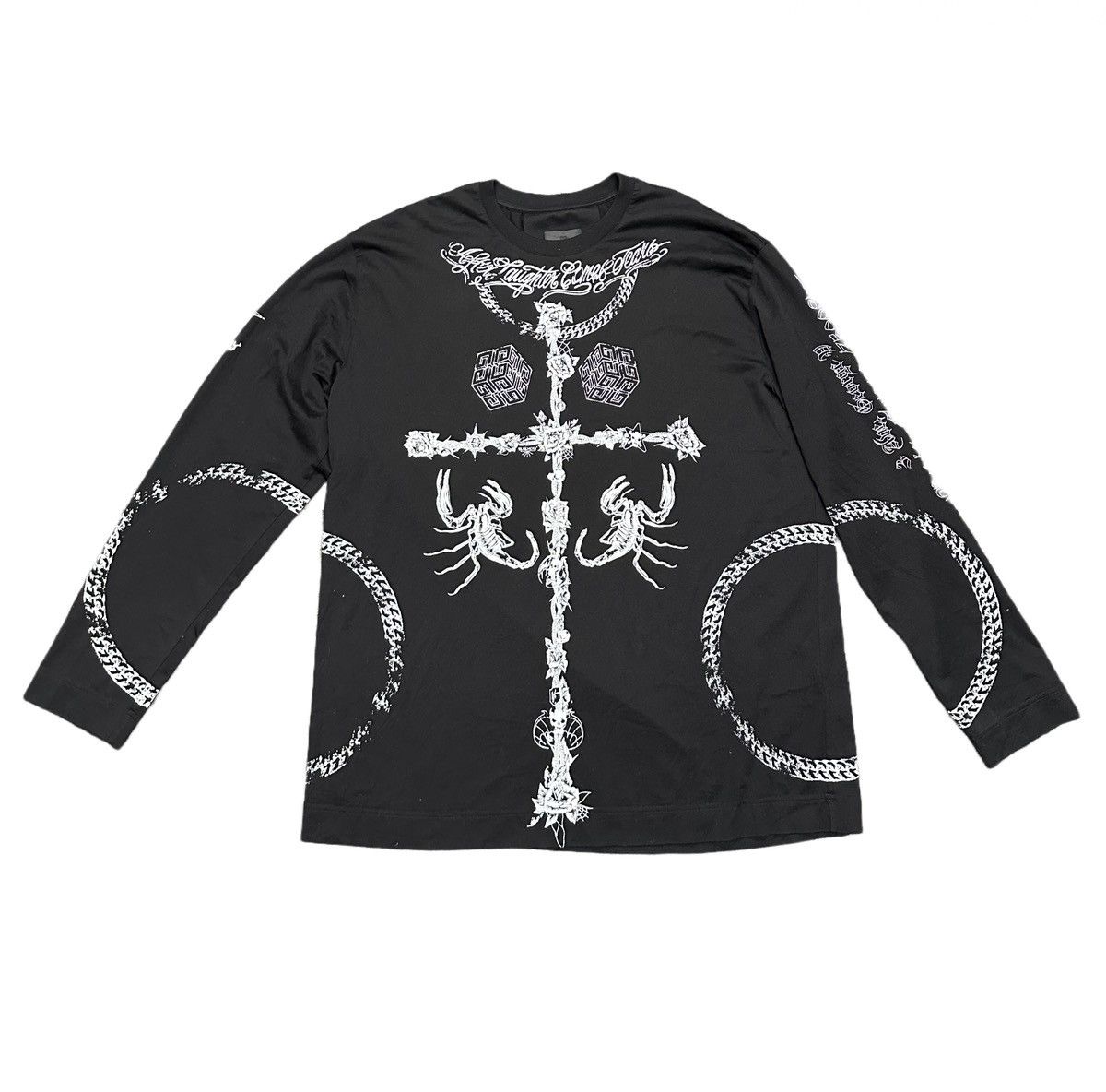 image of Givenchy Tattoo Long Sleeve Jersey , Mmw in Black, Men's (Size Medium)