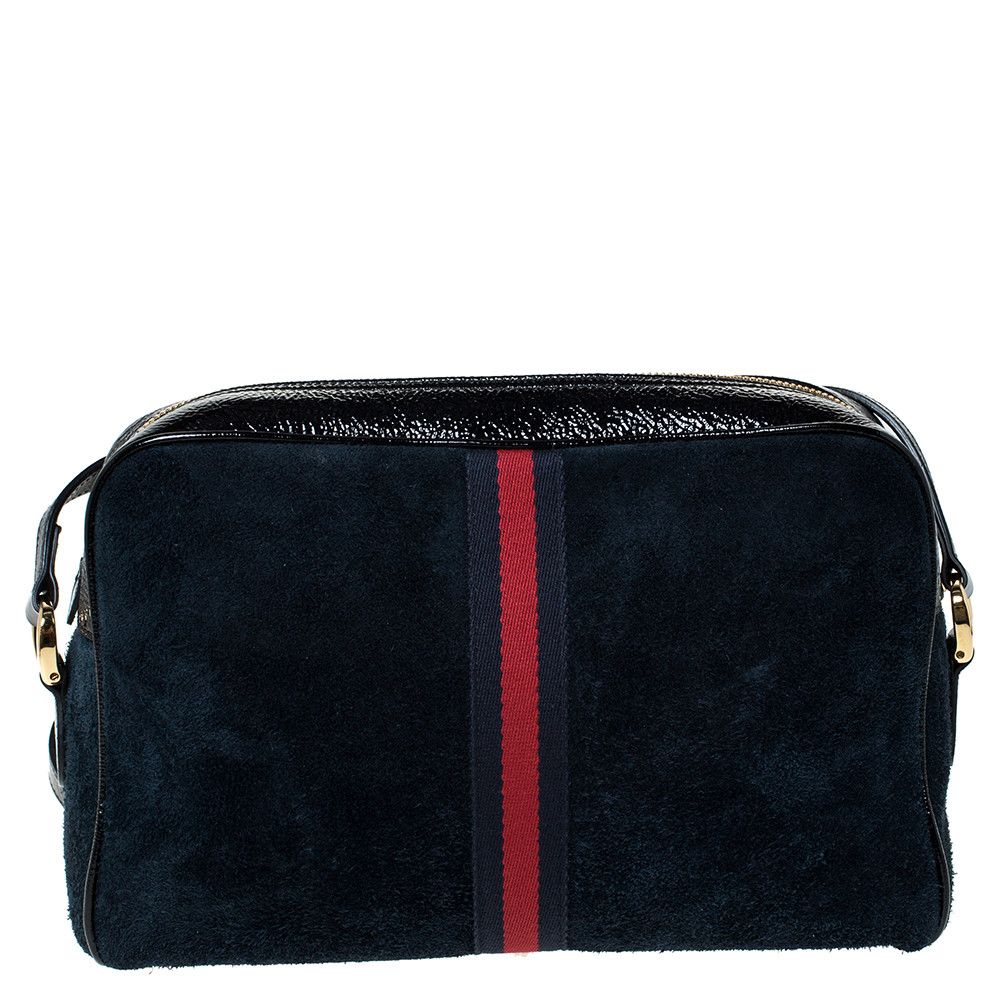 Gucci Gucci BNWT Navy Suede Patent Leather Ophidia Shoulder Bag Size ONE SIZE - 5 Thumbnail