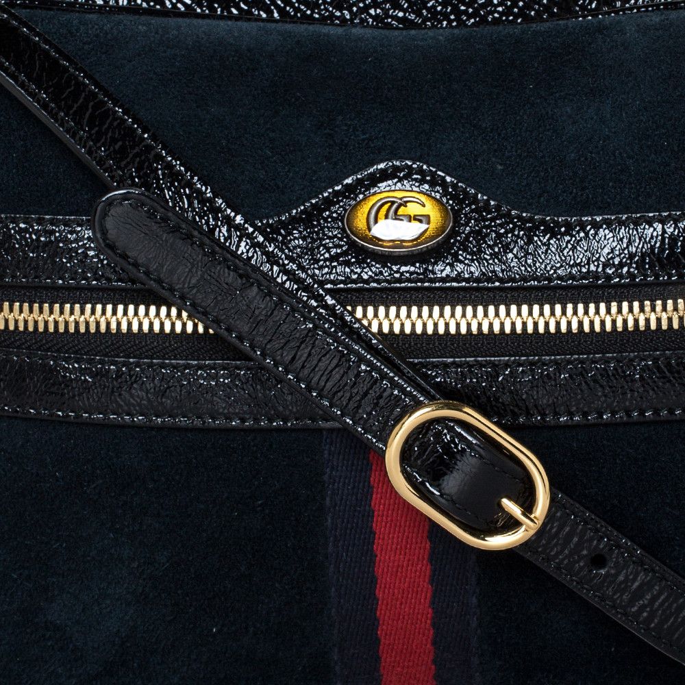 Gucci Gucci BNWT Navy Suede Patent Leather Ophidia Shoulder Bag Size ONE SIZE - 6 Thumbnail