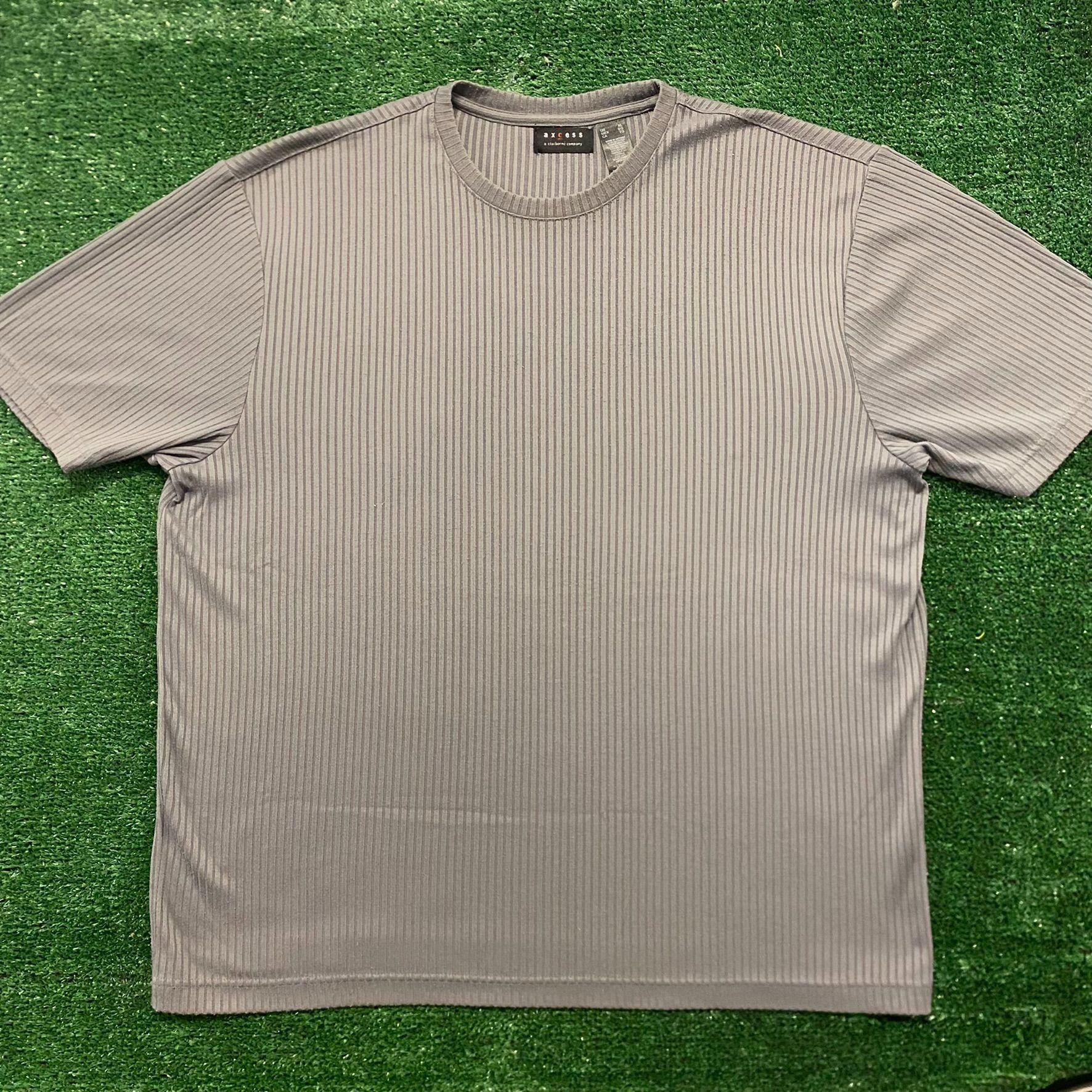 Vintage Basic Gray Ribbed Textured Crewneck Vintage T-Shirt Size US L / EU 52-54 / 3 - 1 Thumbnail