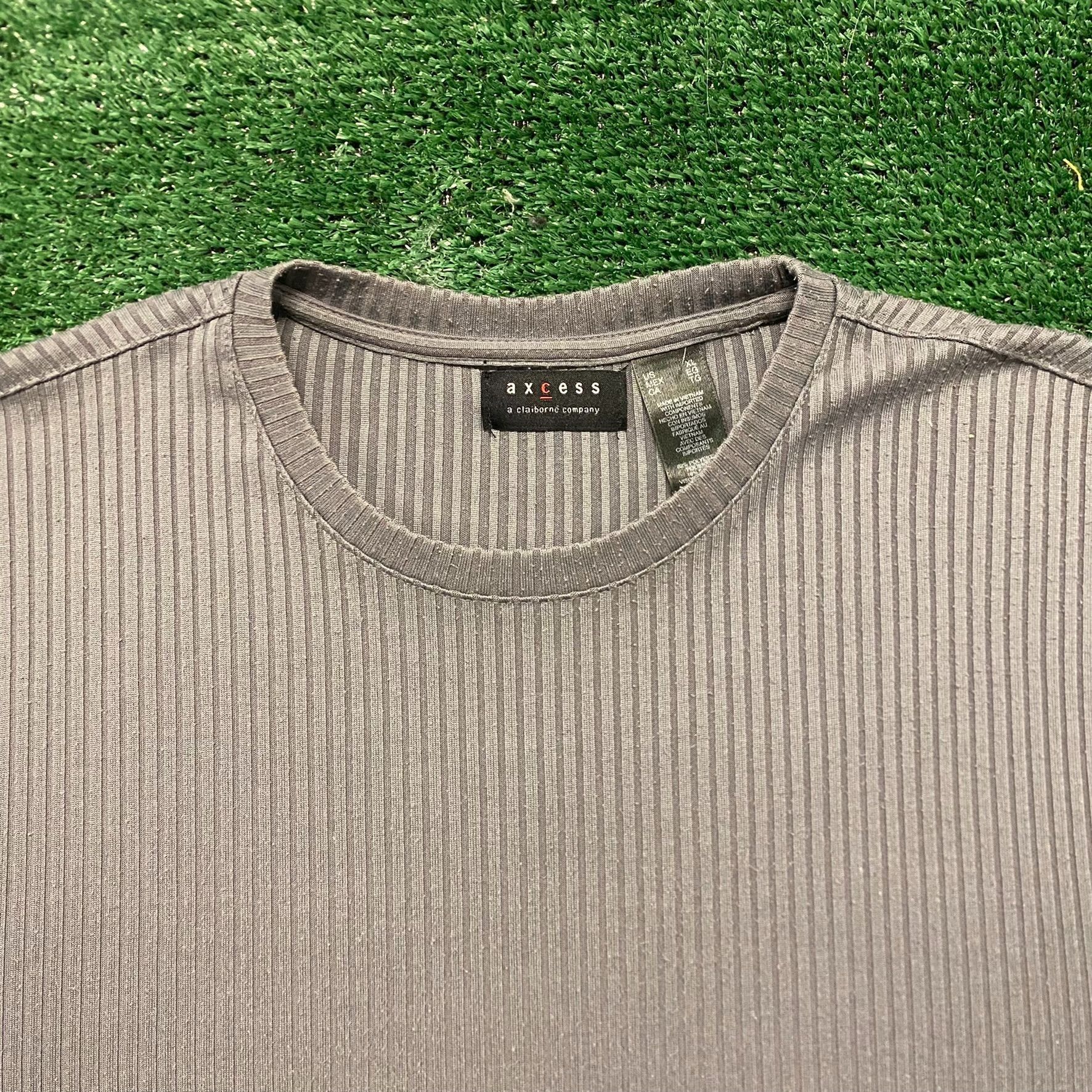 Vintage Basic Gray Ribbed Textured Crewneck Vintage T-Shirt Size US L / EU 52-54 / 3 - 2 Thumbnail