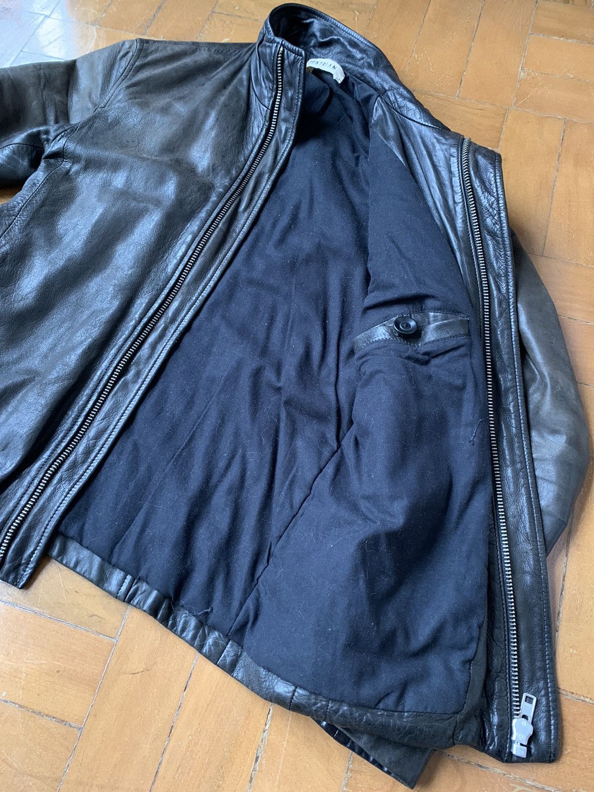 Lentrian Lentrian Brown on Black Distressed Lamb Leather Jacket Size US M / EU 48-50 / 2 - 8 Thumbnail