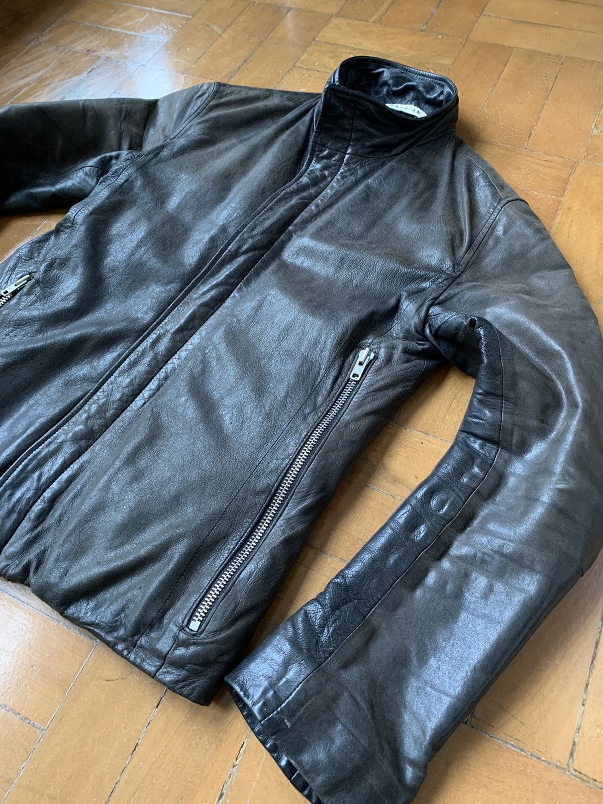Lentrian Lentrian Brown on Black Distressed Lamb Leather Jacket Size US M / EU 48-50 / 2 - 2 Thumbnail