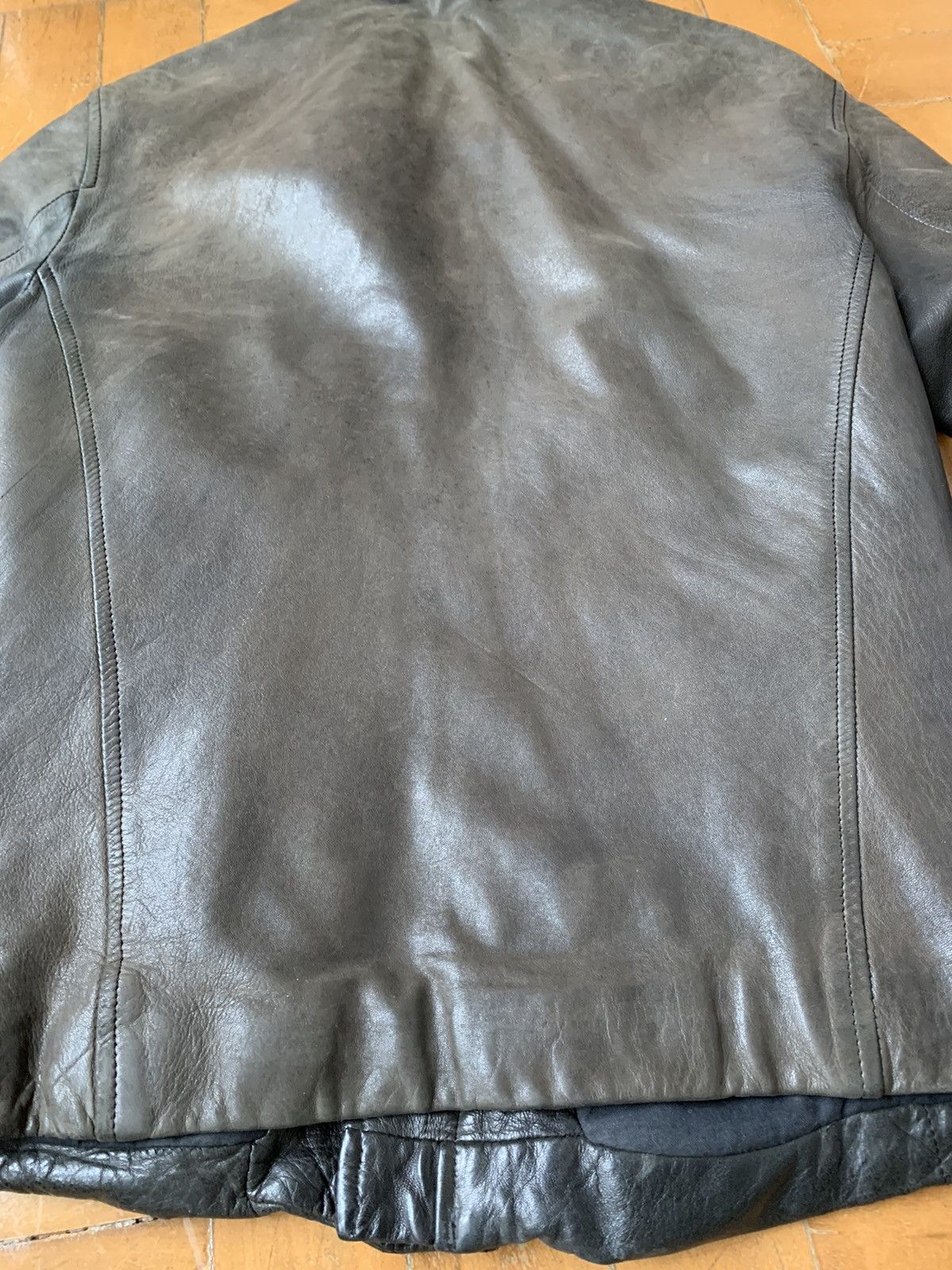Lentrian Lentrian Brown on Black Distressed Lamb Leather Jacket Size US M / EU 48-50 / 2 - 15 Thumbnail