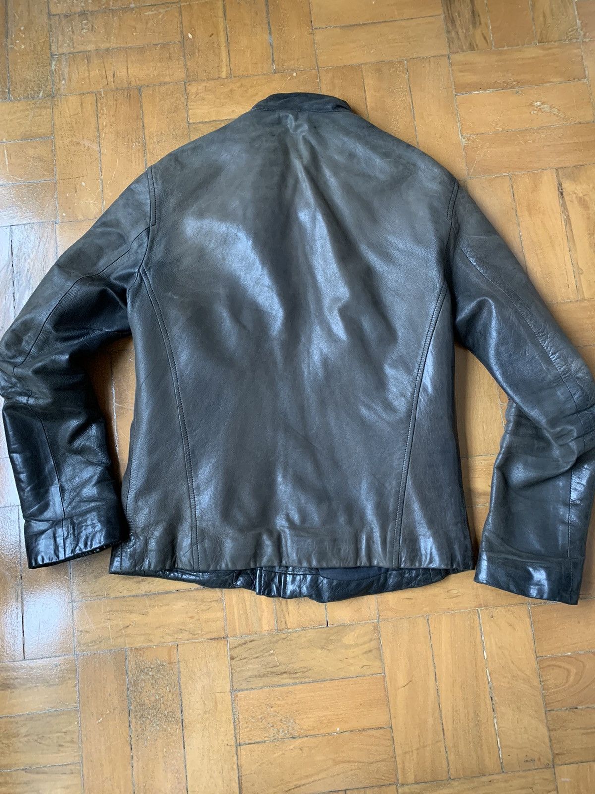 Lentrian Lentrian Brown on Black Distressed Lamb Leather Jacket Size US M / EU 48-50 / 2 - 13 Thumbnail