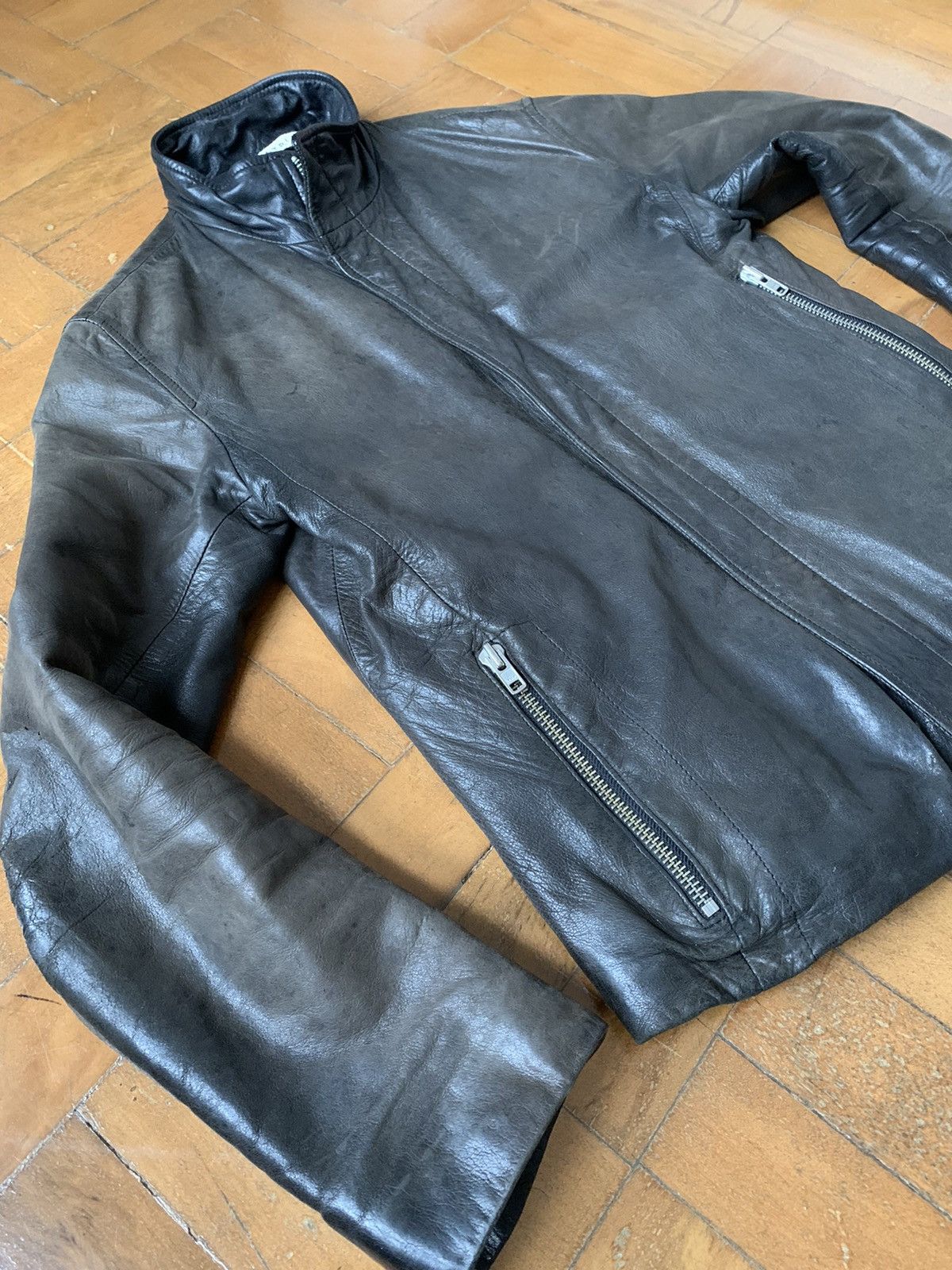 Lentrian Lentrian Brown on Black Distressed Lamb Leather Jacket Size US M / EU 48-50 / 2 - 3 Thumbnail