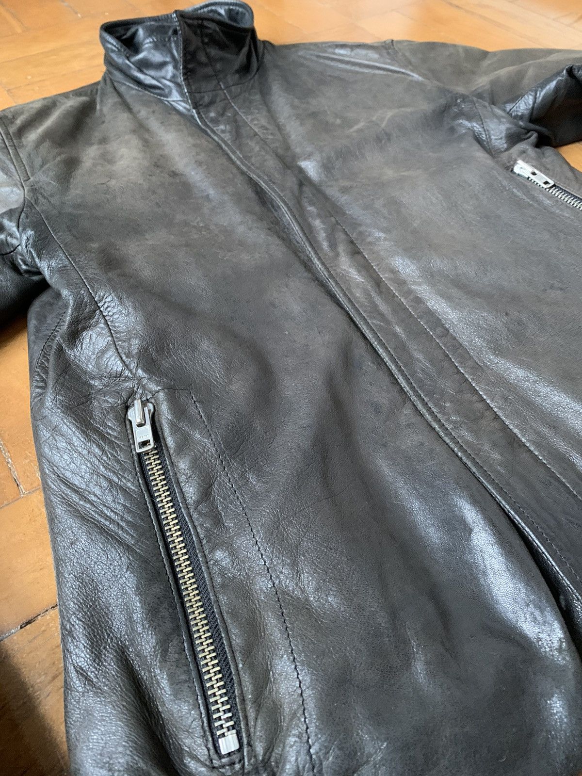 Lentrian Lentrian Brown on Black Distressed Lamb Leather Jacket Size US M / EU 48-50 / 2 - 6 Thumbnail