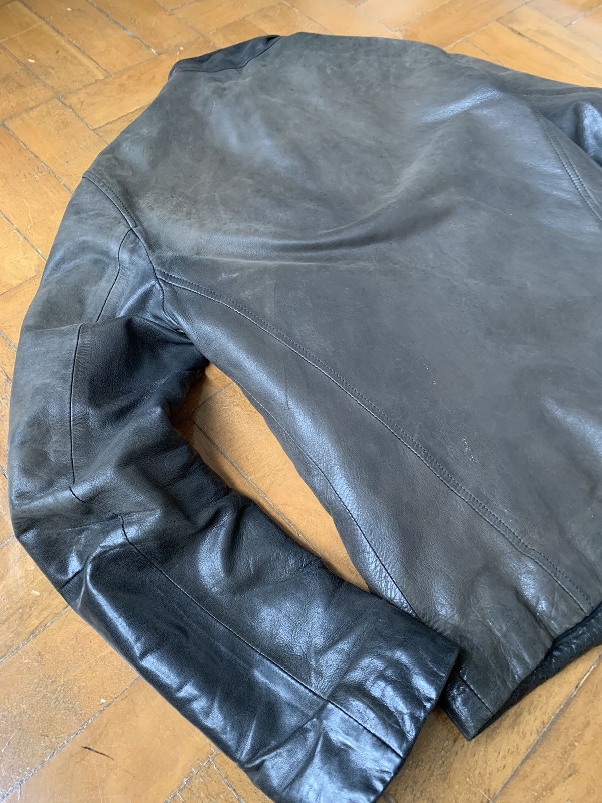Lentrian Lentrian Brown on Black Distressed Lamb Leather Jacket Size US M / EU 48-50 / 2 - 17 Thumbnail