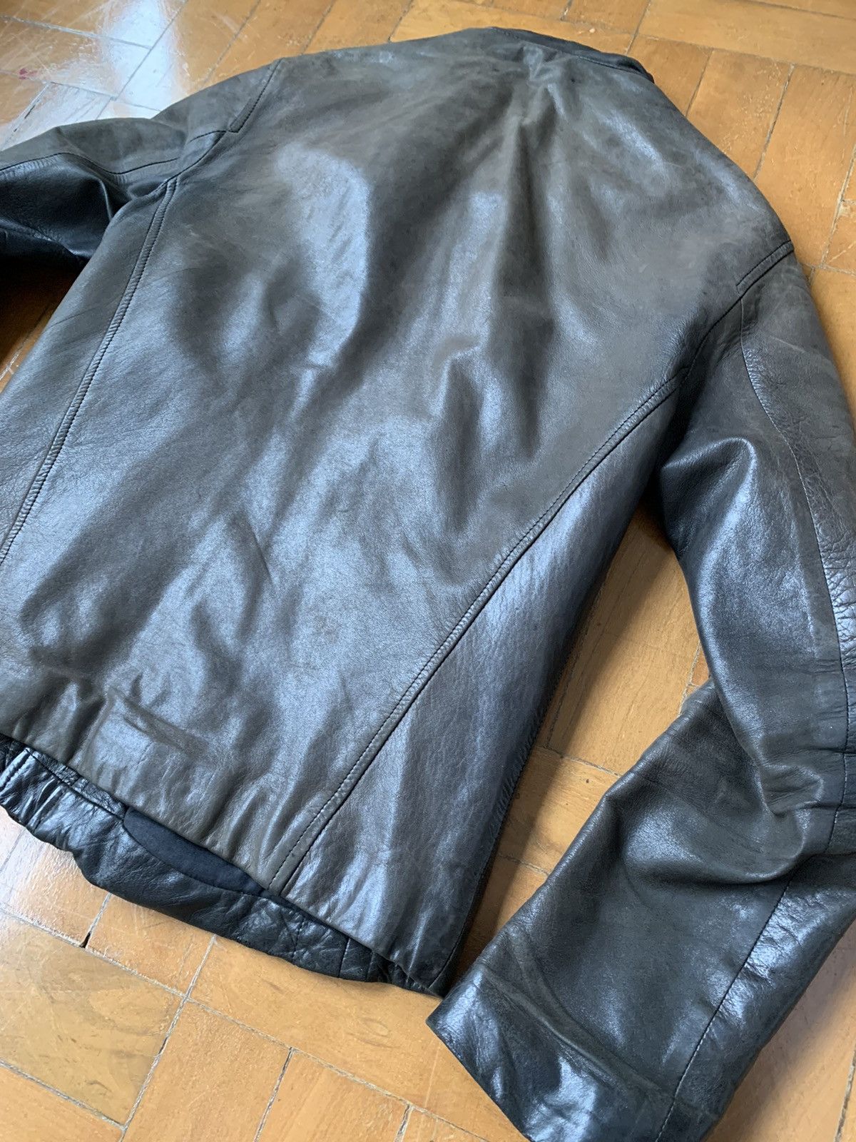 Lentrian Lentrian Brown on Black Distressed Lamb Leather Jacket Size US M / EU 48-50 / 2 - 14 Thumbnail