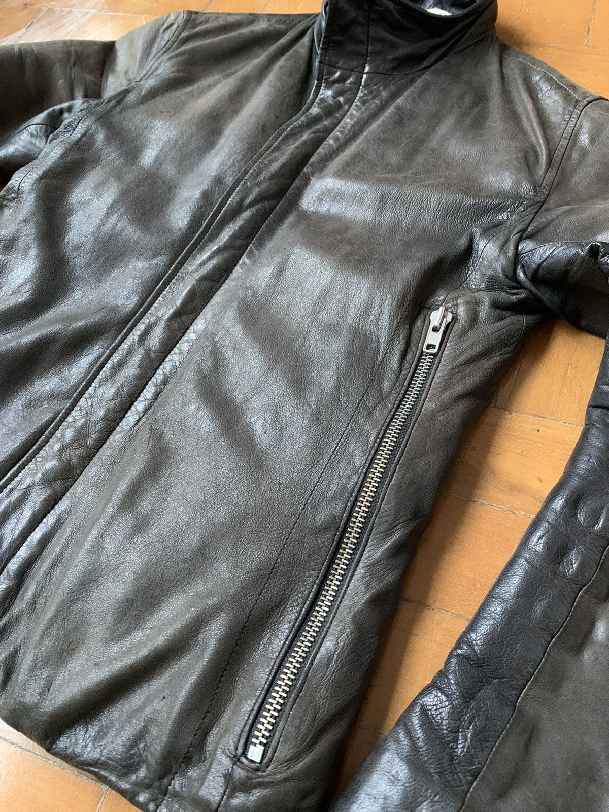 Lentrian Lentrian Brown on Black Distressed Lamb Leather Jacket Size US M / EU 48-50 / 2 - 5 Thumbnail