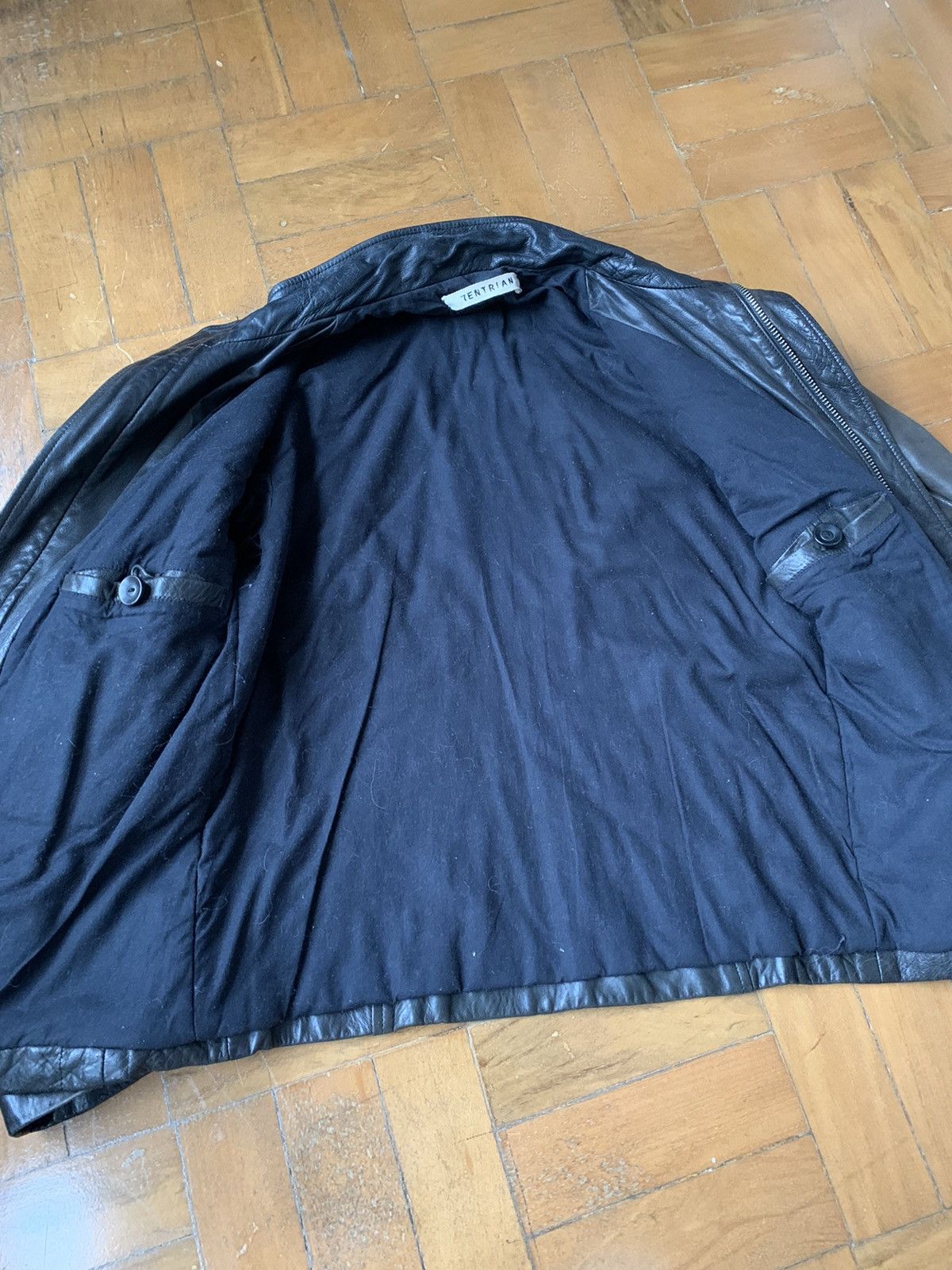 Lentrian Lentrian Brown on Black Distressed Lamb Leather Jacket Size US M / EU 48-50 / 2 - 9 Thumbnail