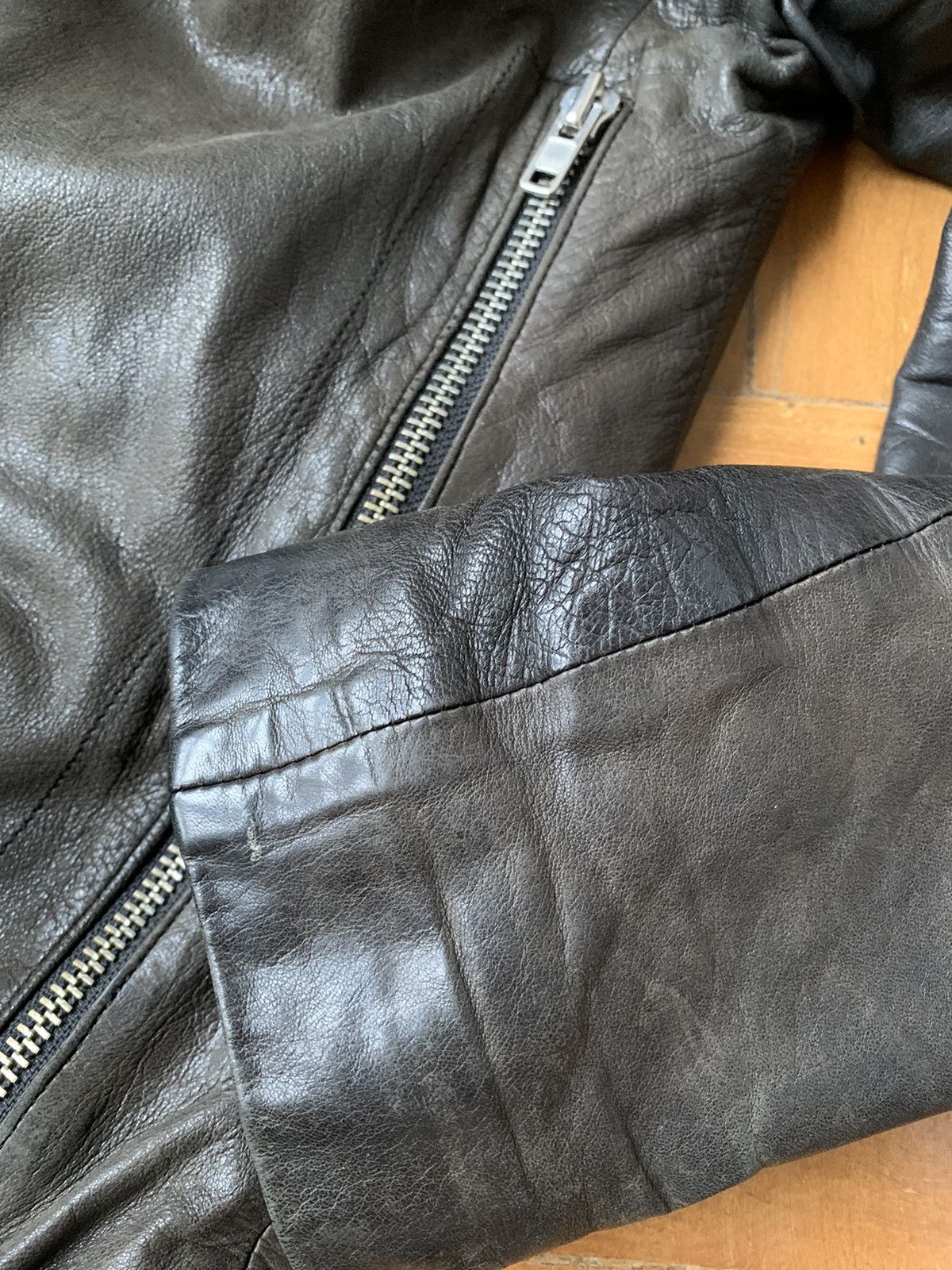 Lentrian Lentrian Brown on Black Distressed Lamb Leather Jacket Size US M / EU 48-50 / 2 - 12 Thumbnail