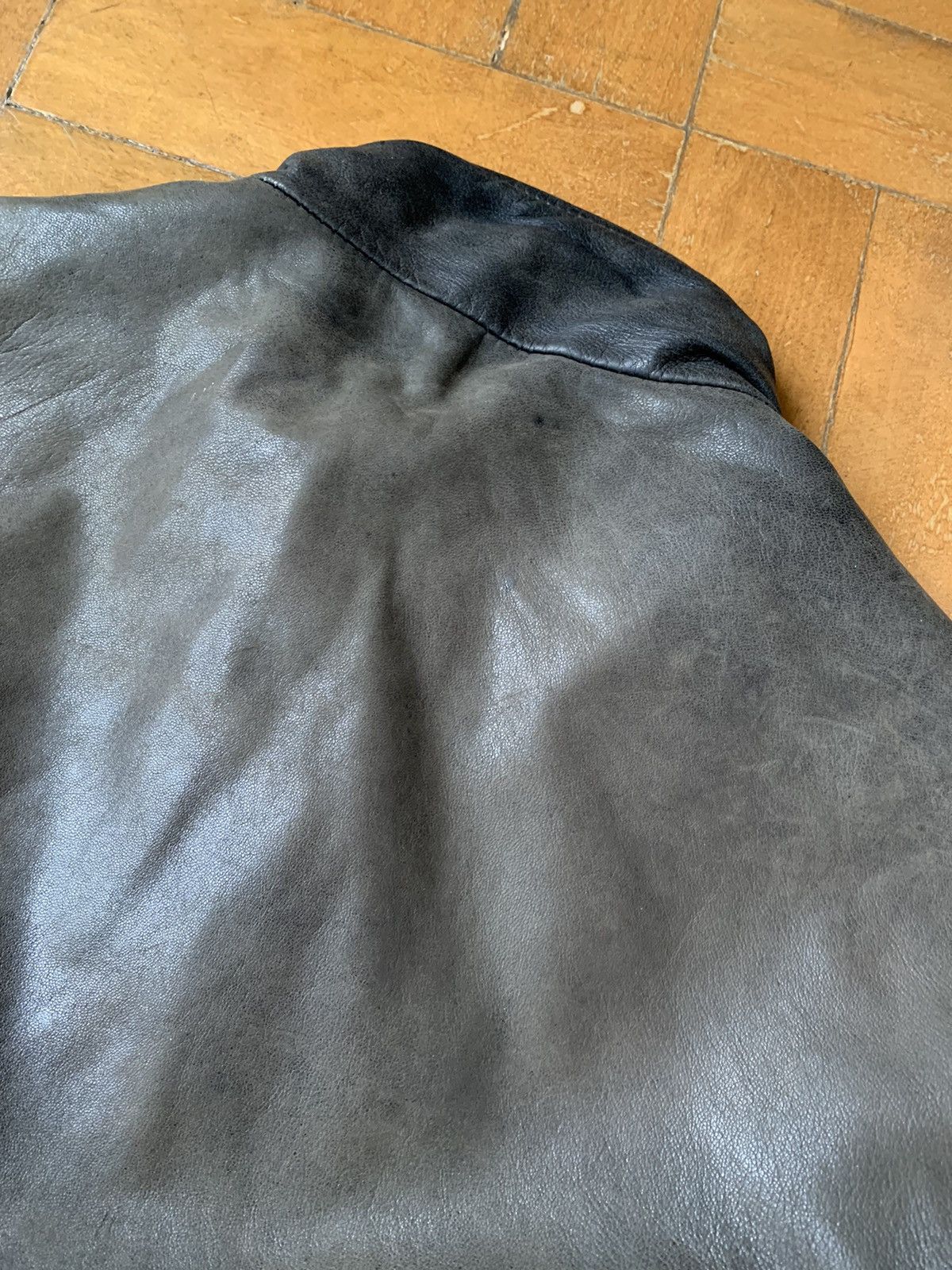 Lentrian Lentrian Brown on Black Distressed Lamb Leather Jacket Size US M / EU 48-50 / 2 - 16 Thumbnail